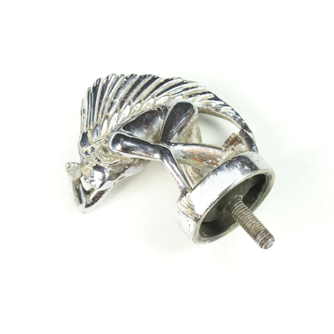Art Deco Chrome Native American pathfinder car mascot, desig...