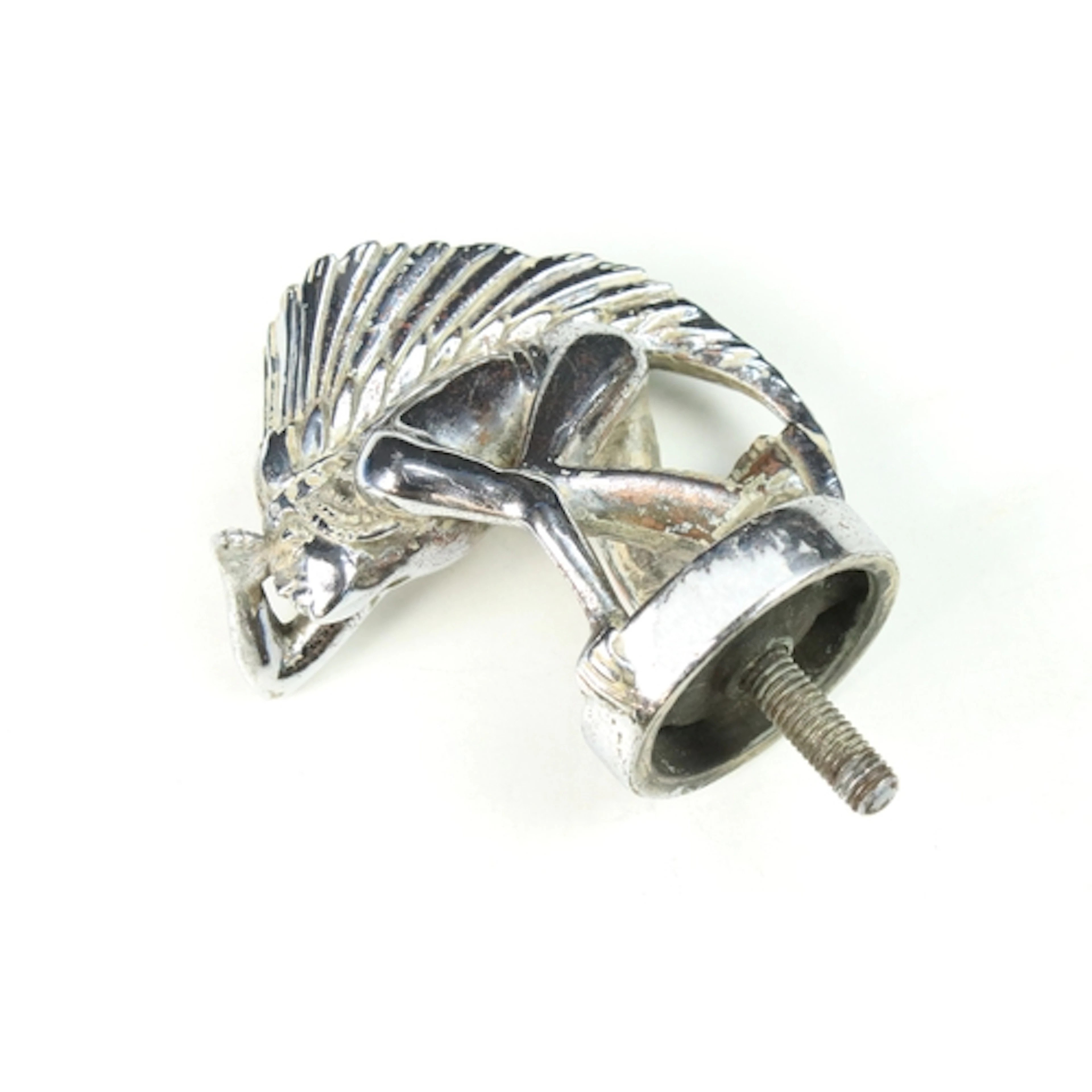 Art Deco Chrome Native American pathfinder car mascot, desig...