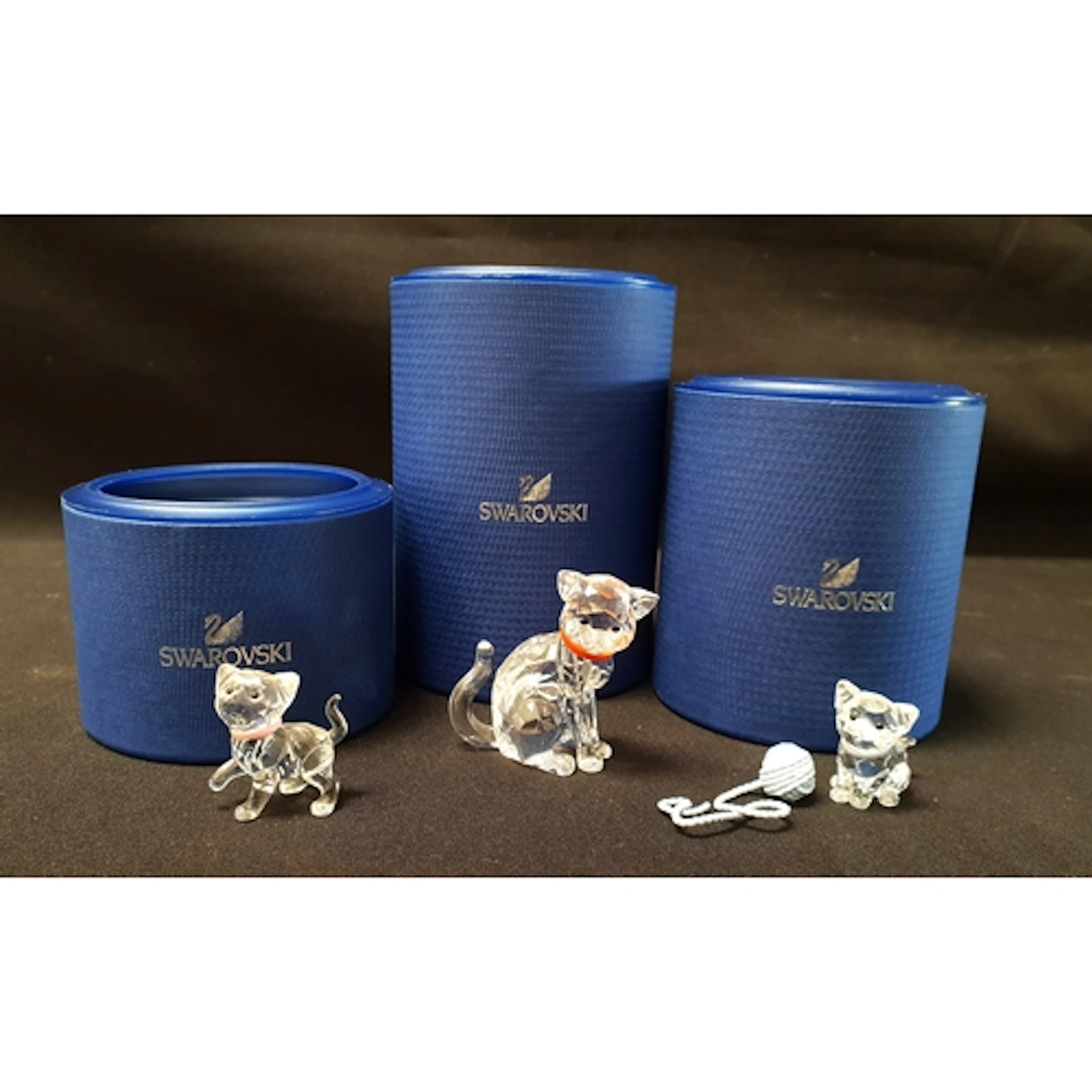 THREE SWAROVSKI CAT FIGURINES comprising 'cat mother sitting...