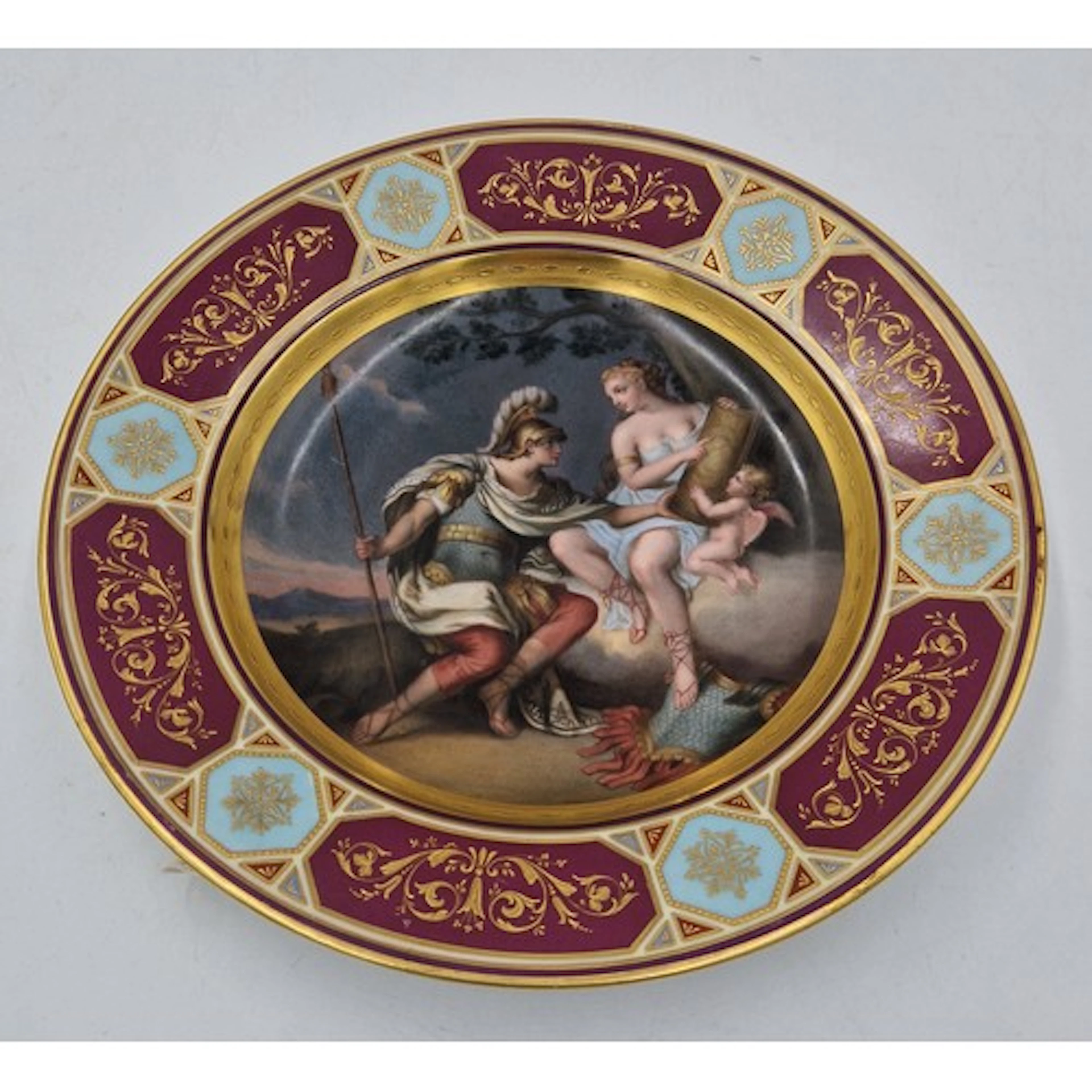 A 19th century hand-painted Austrian Vienna porcelain wall p...