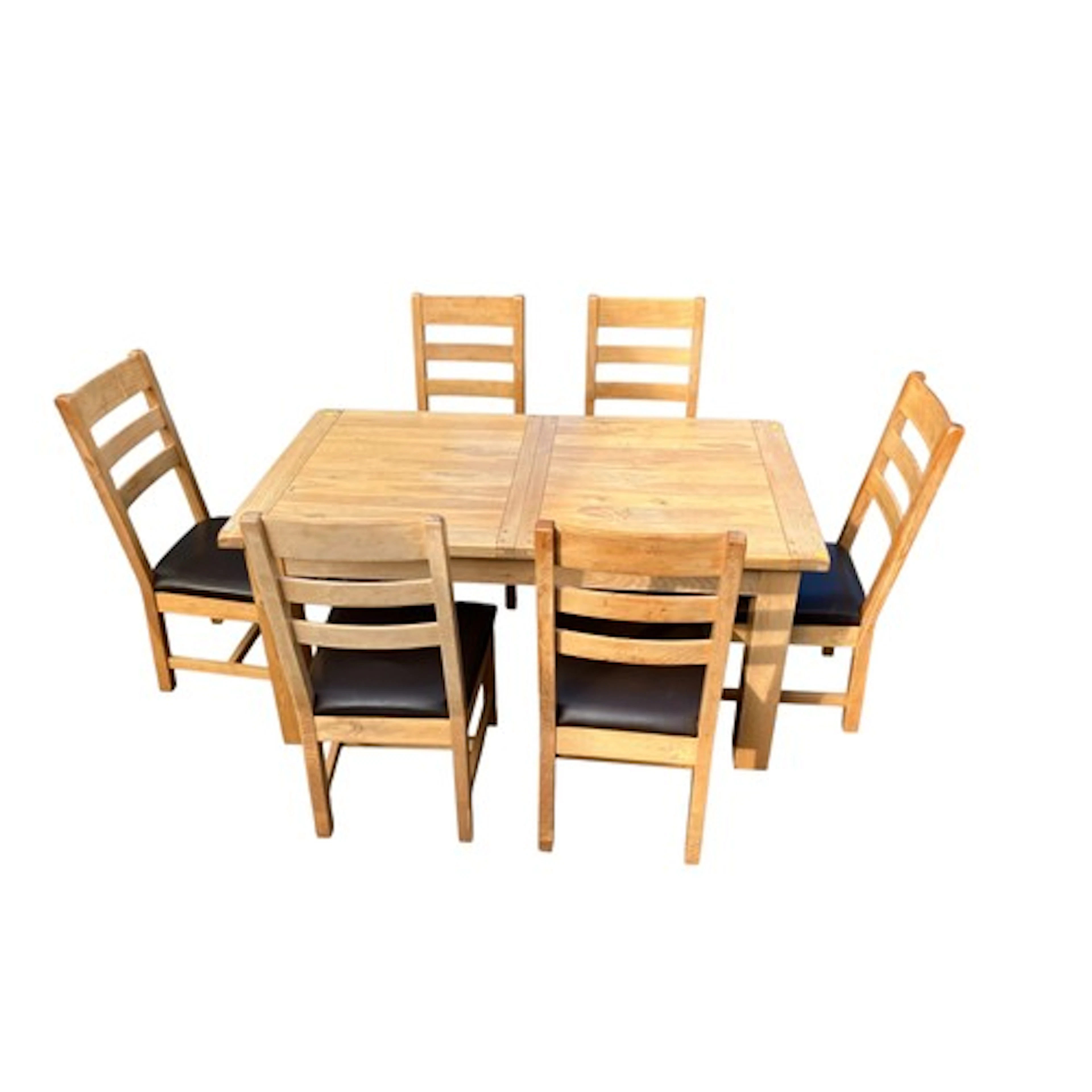 Modern oak extending dining table + 6 matching chairs with l...