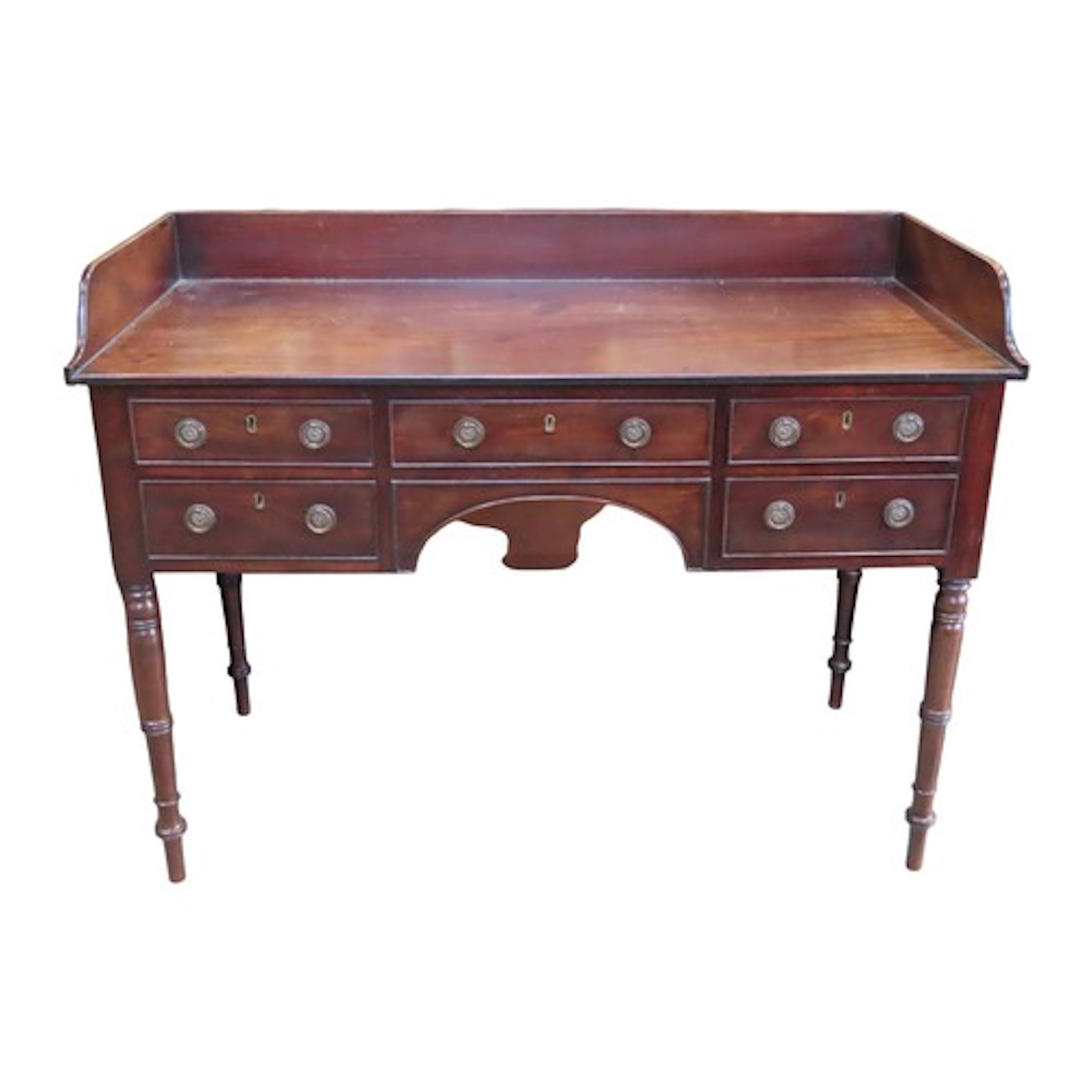 A Georgian mahogany side table with raised three quarter gal...