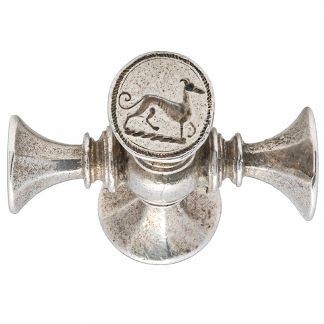 A good silver four-way desk seal English, of cruciform form,...