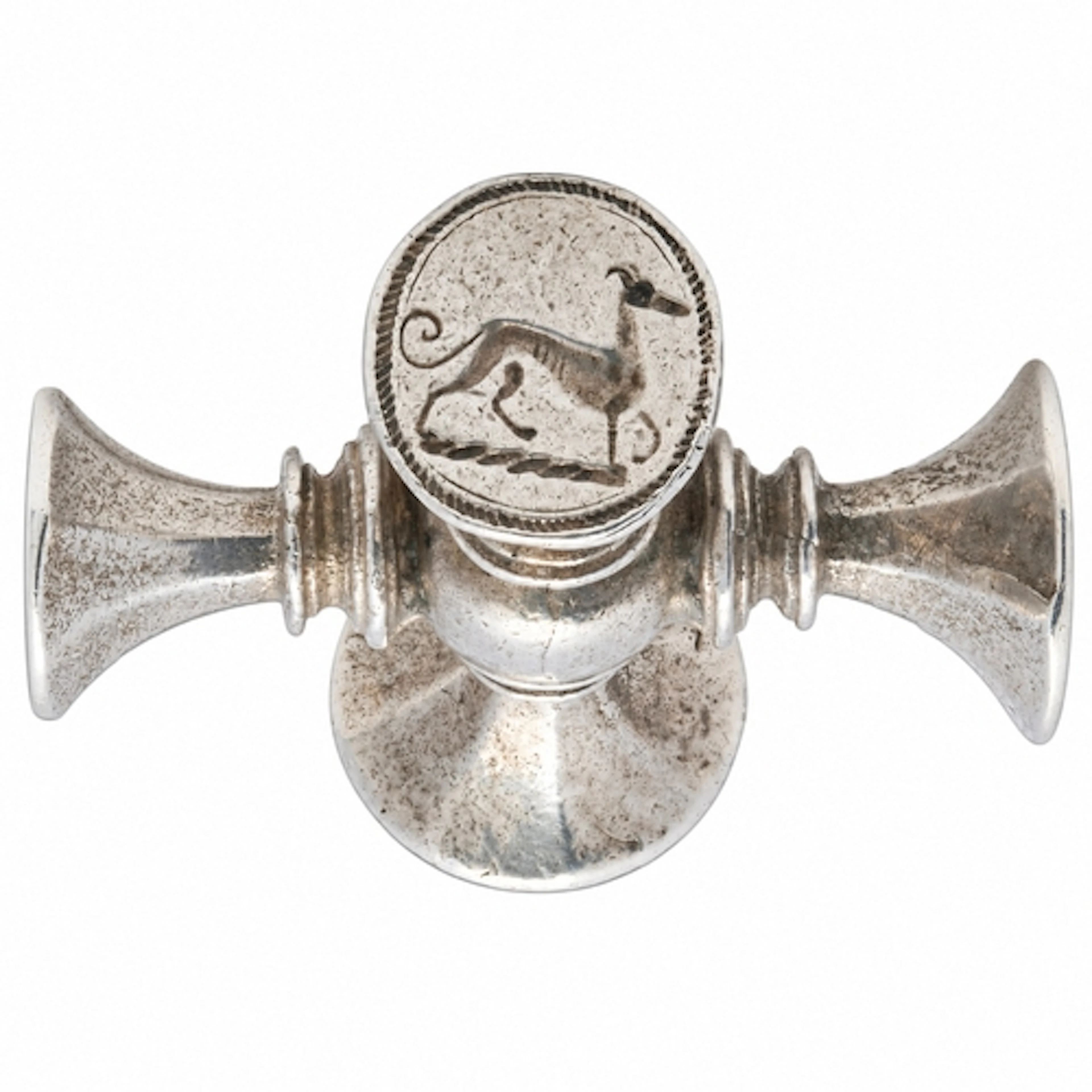 A good silver four-way desk seal English, of cruciform form,...