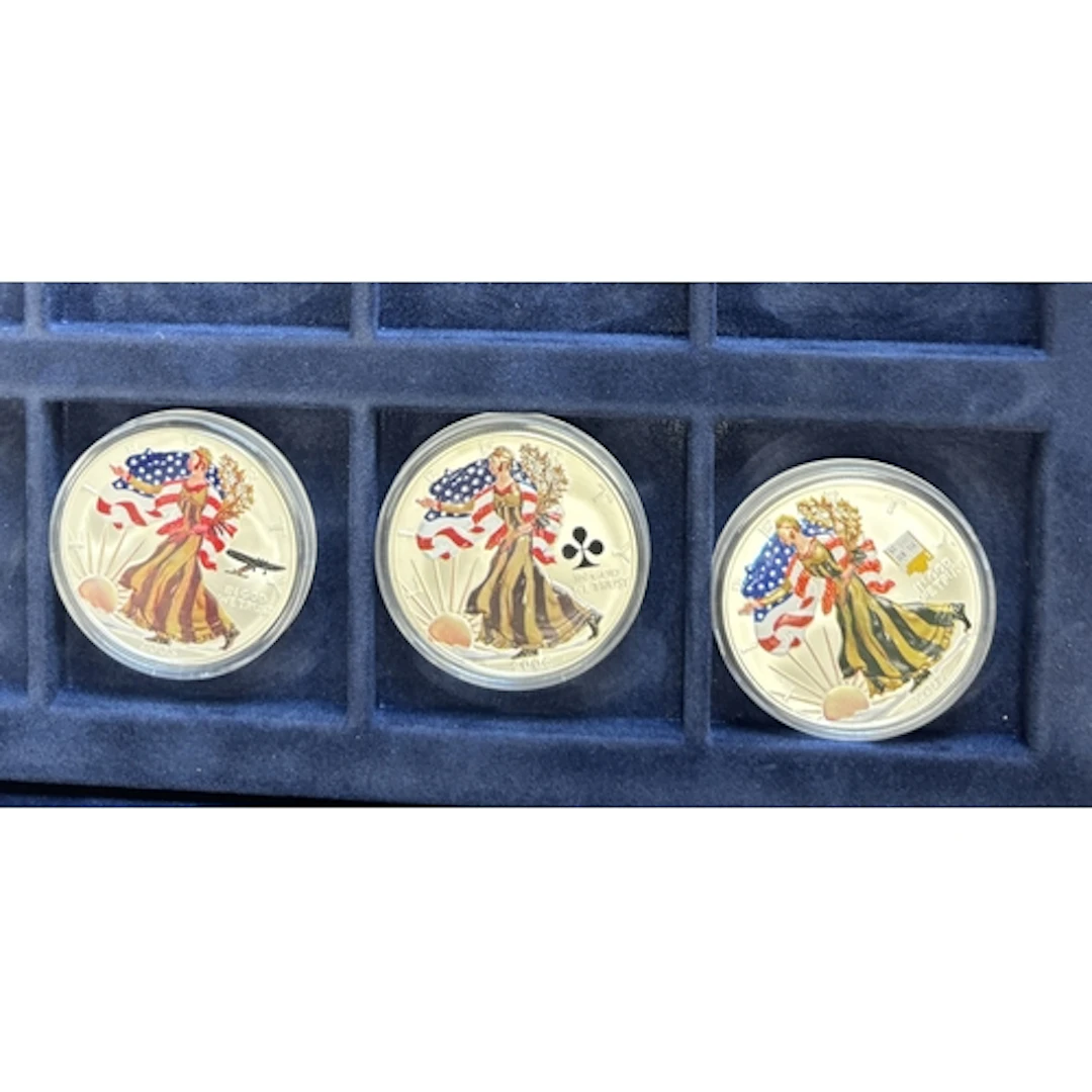 USA. Collection of Walking Liberty dollars in Westminster ca...