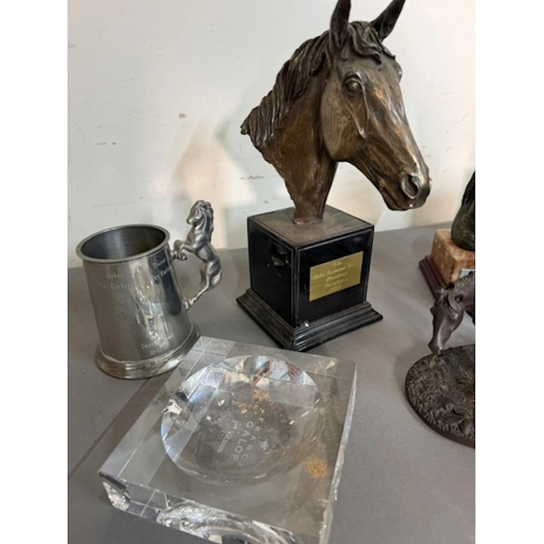 Horse racing interest. A selection of horse racing trophies ...