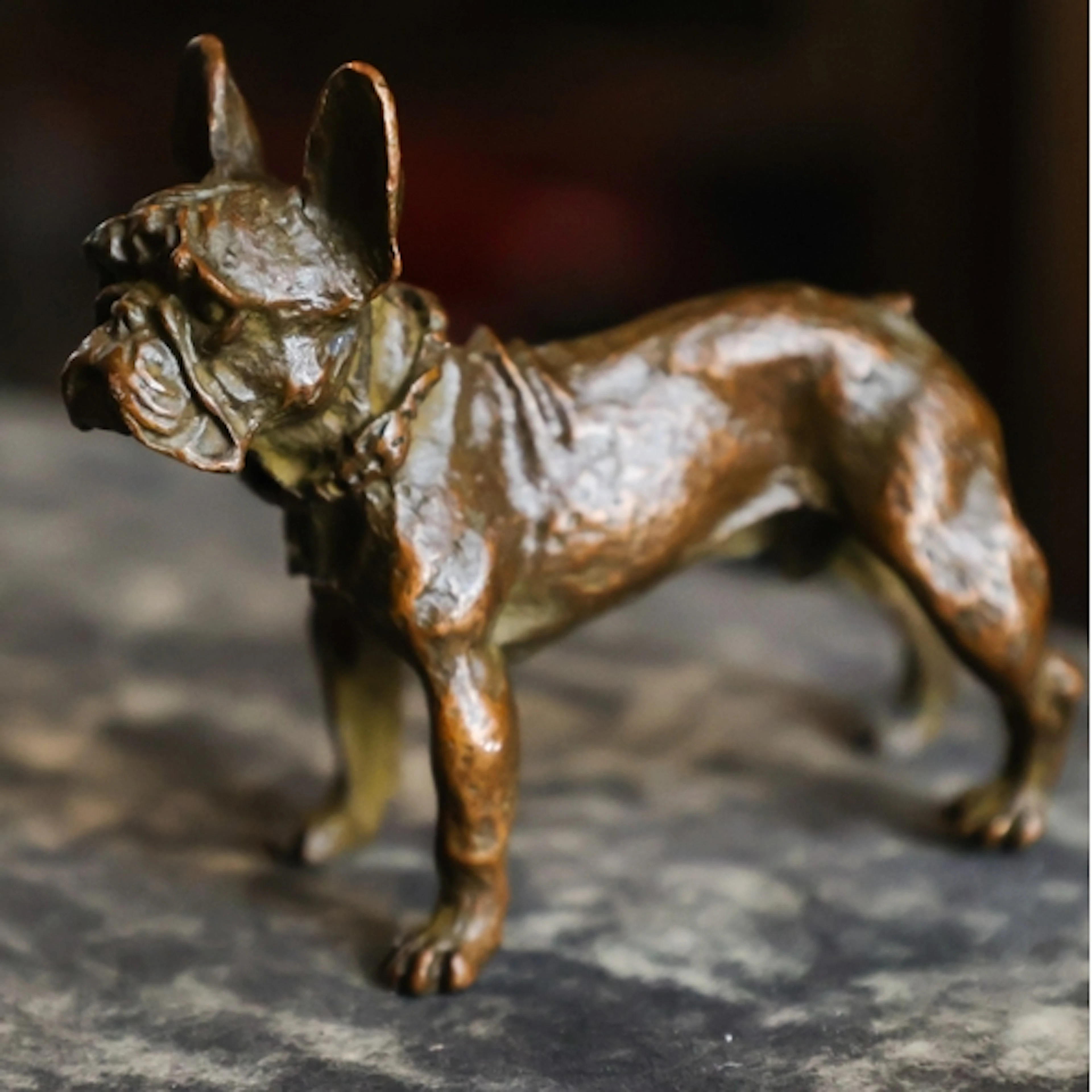 Bronze Sculpture French Bulldog Approximately 5cm Wide