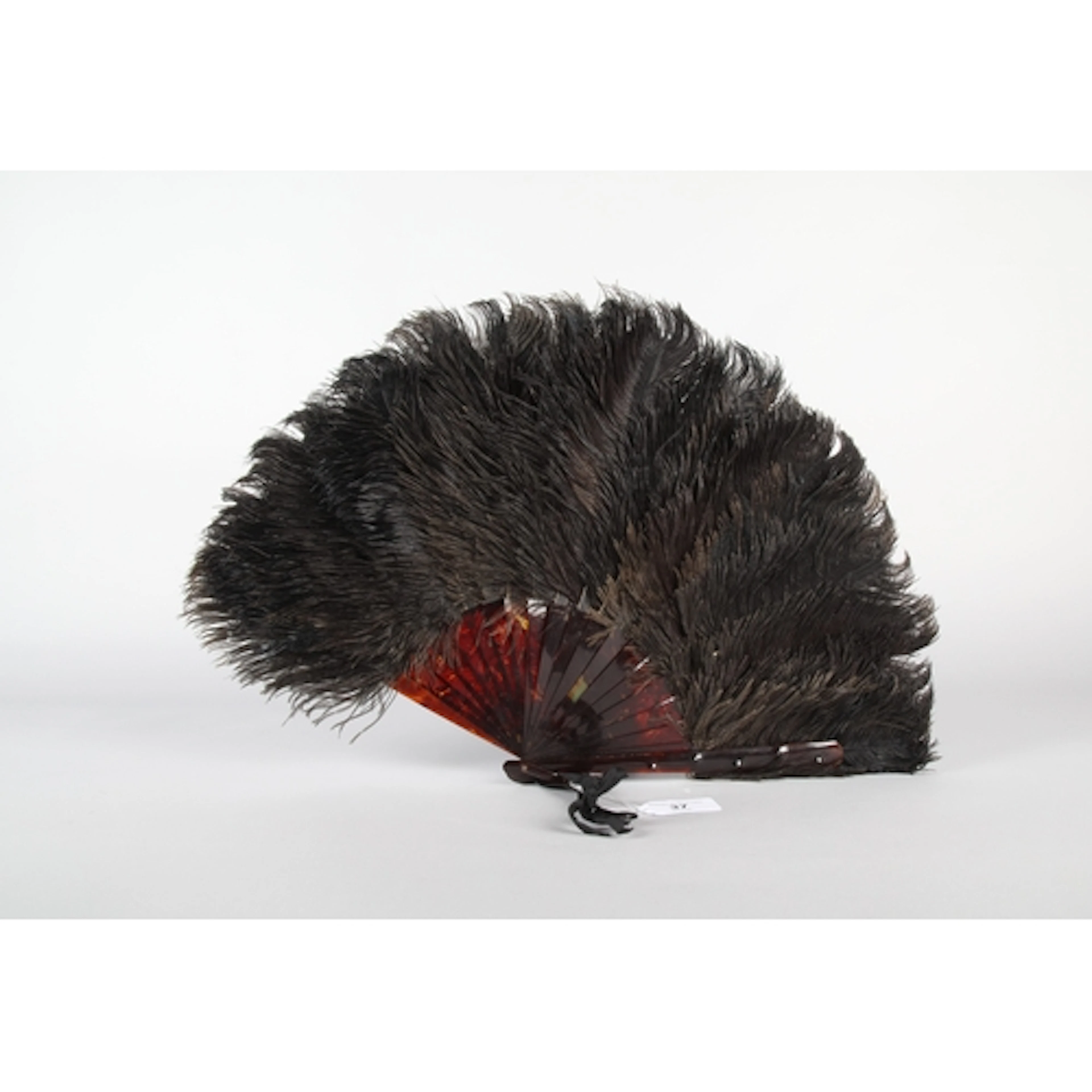 Ladies tortoise shell style feather fan.