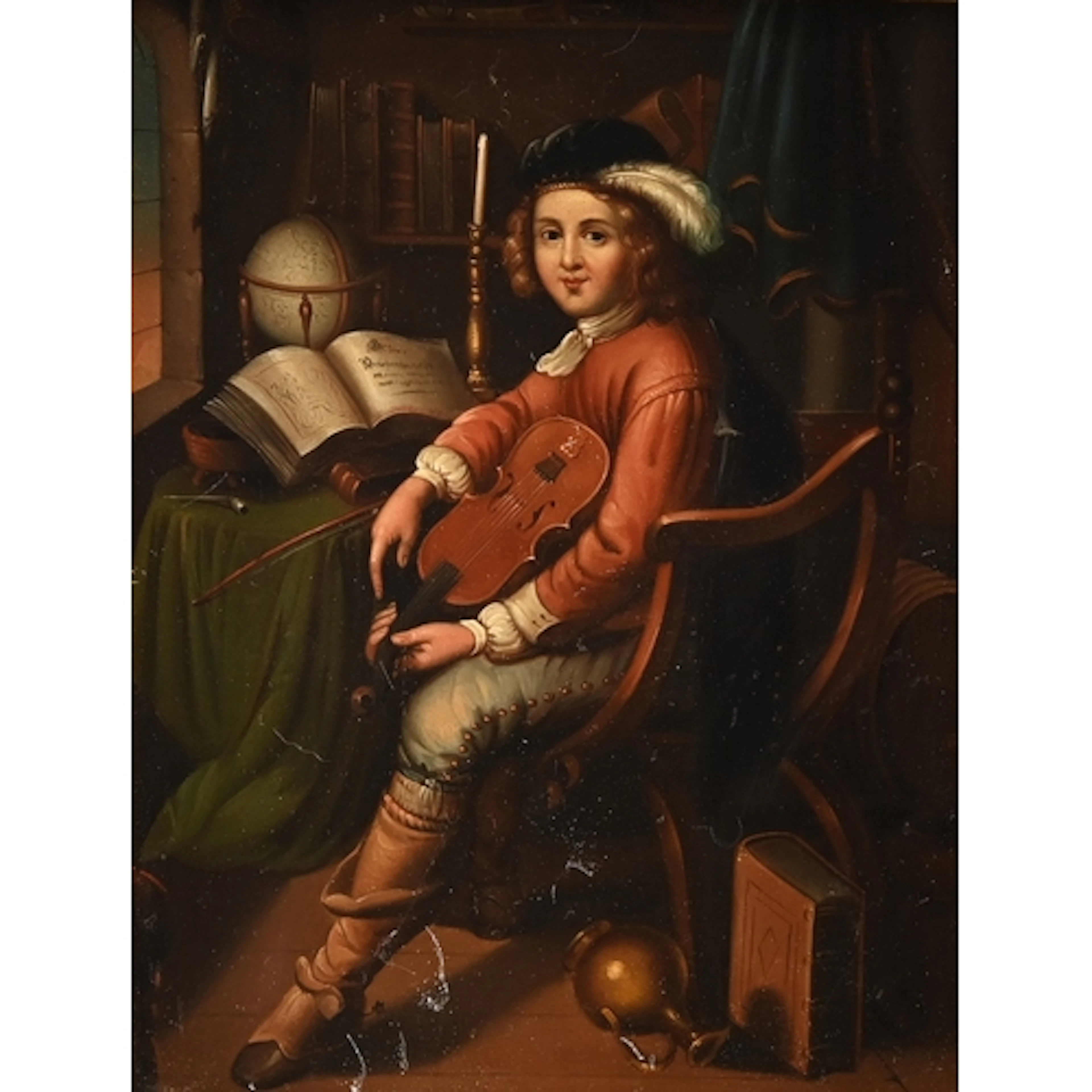After Gerrit Dou - Viola Player in an Interior, oil on board...