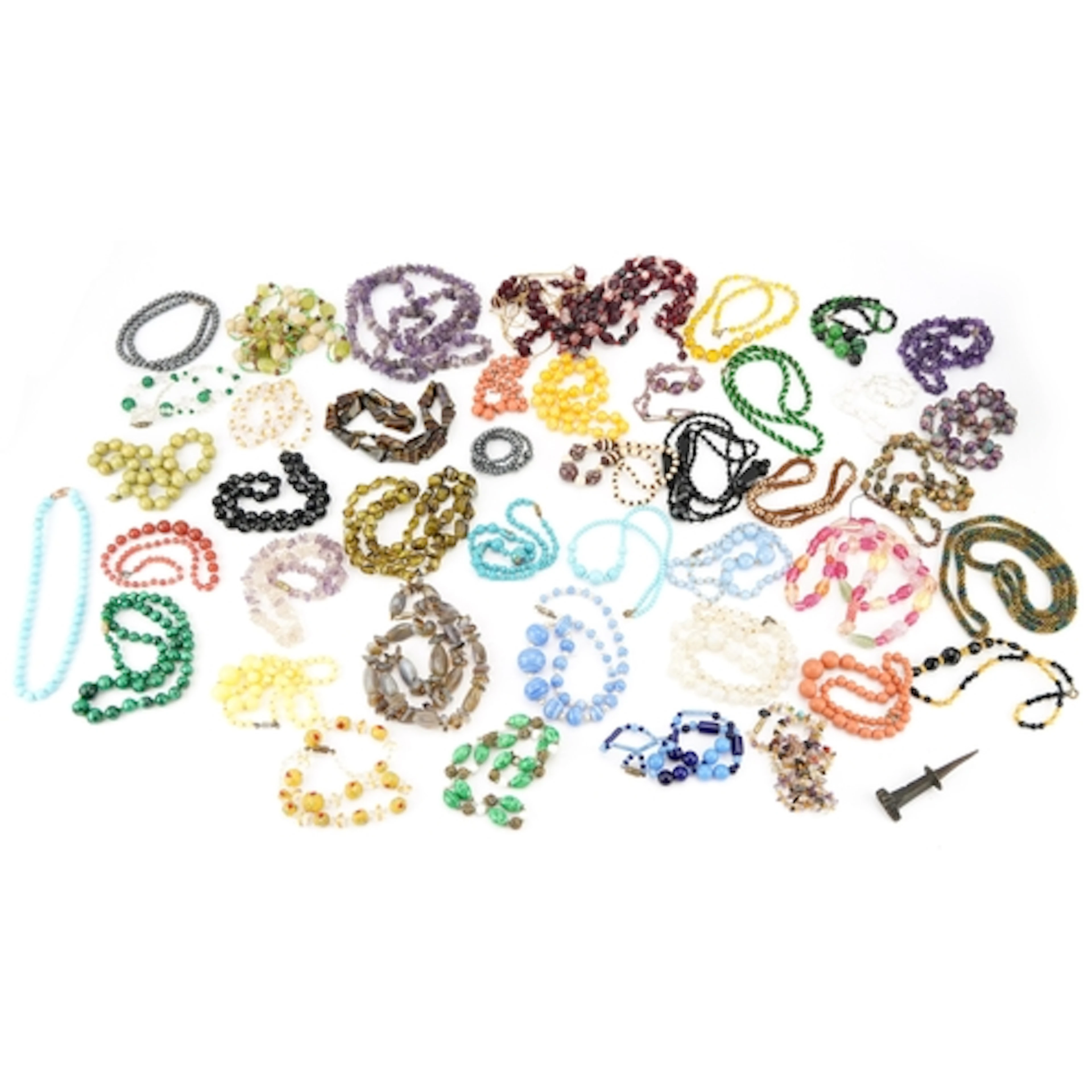 Vintage and later bead necklaces including amethyst and glas...