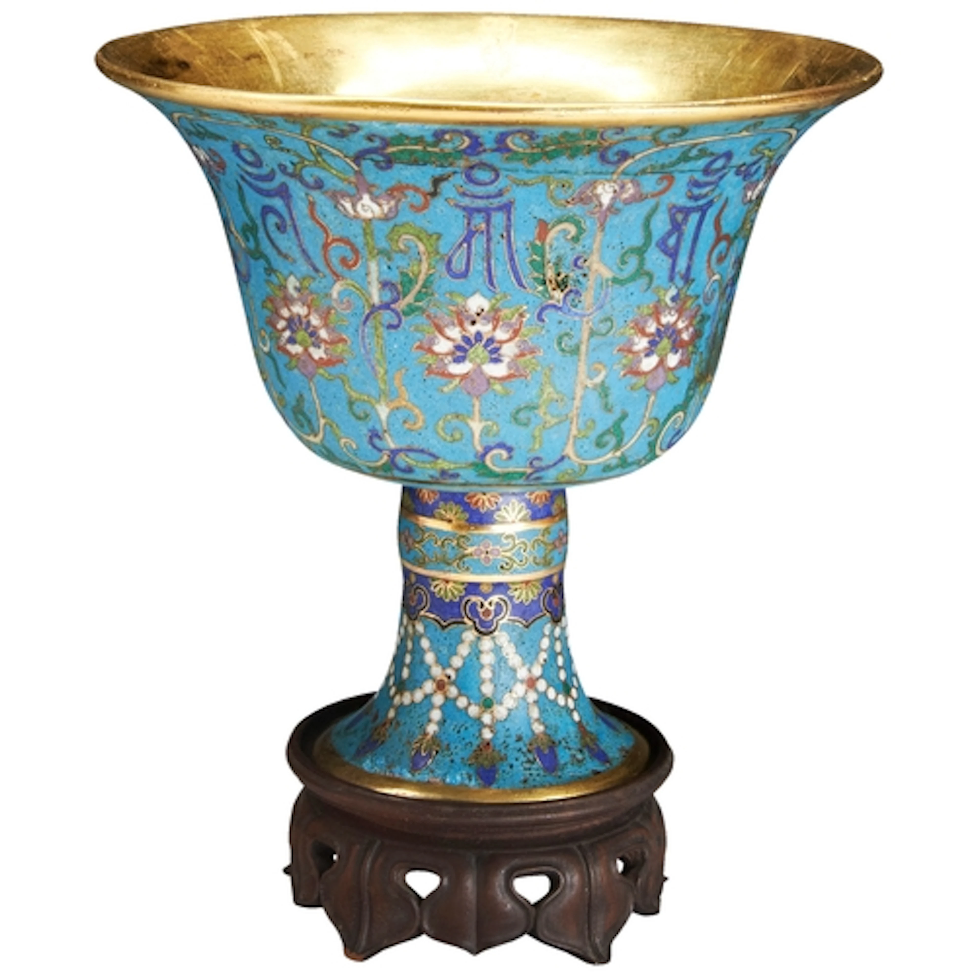 A FINE AND RARE IMPERIAL CLOISONNÉ ENAMEL STEM CUP QIANLONG ...