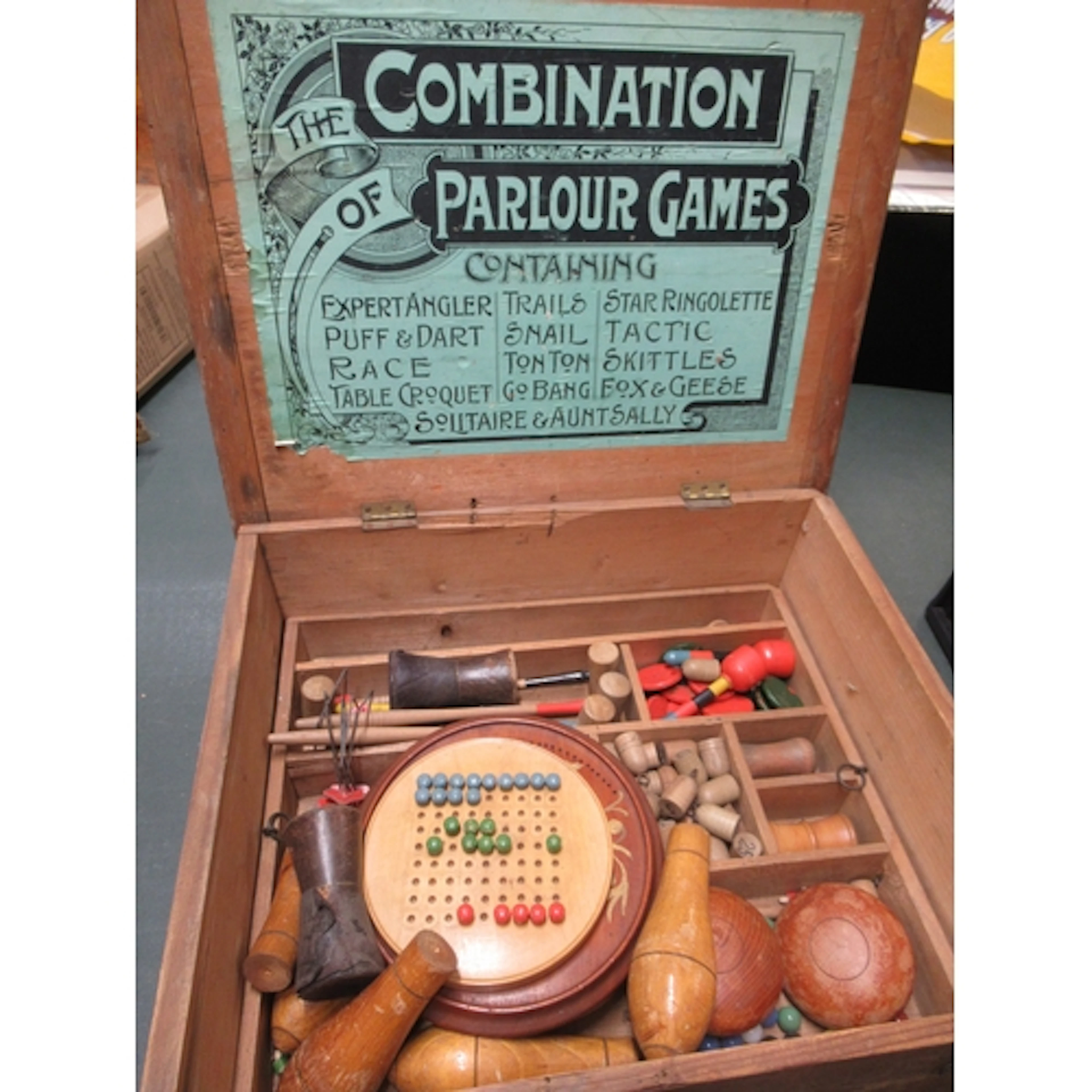 The Combination Box of Parlour Games, in original pine box