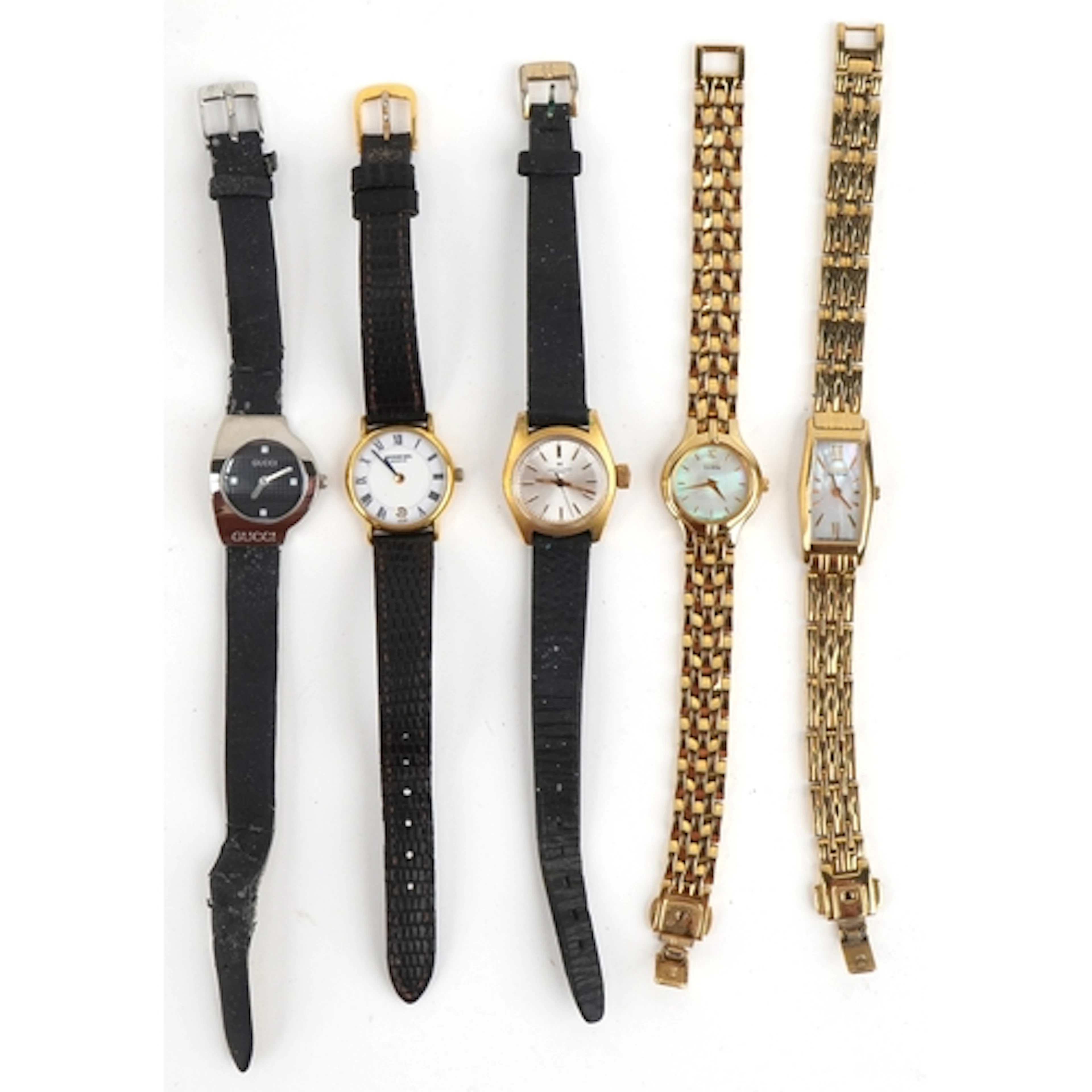Five vintage and later ladies wristwatches including Gucci 1...