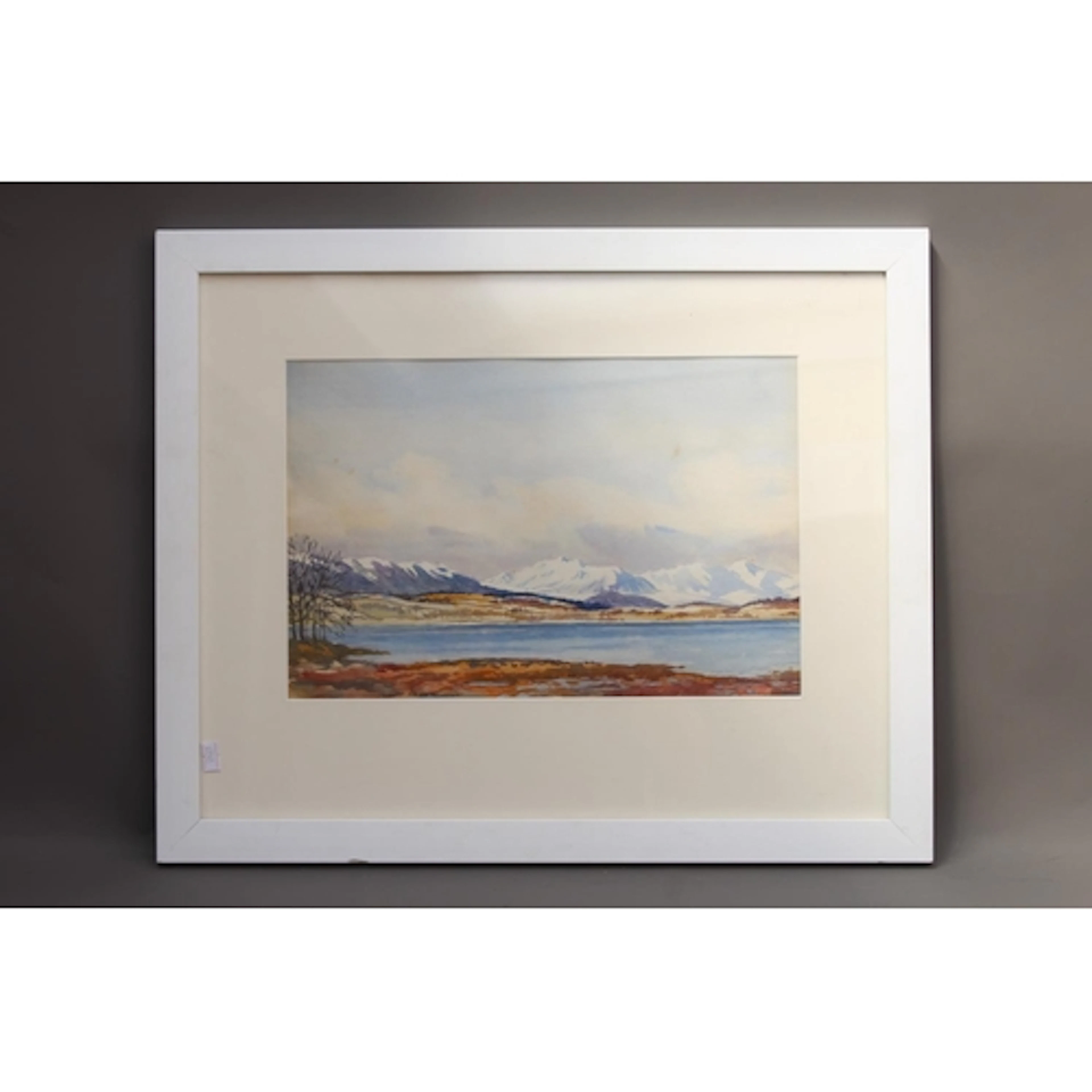 JOHN HOUSTON, snow capped mountains, watercolour, signed low...