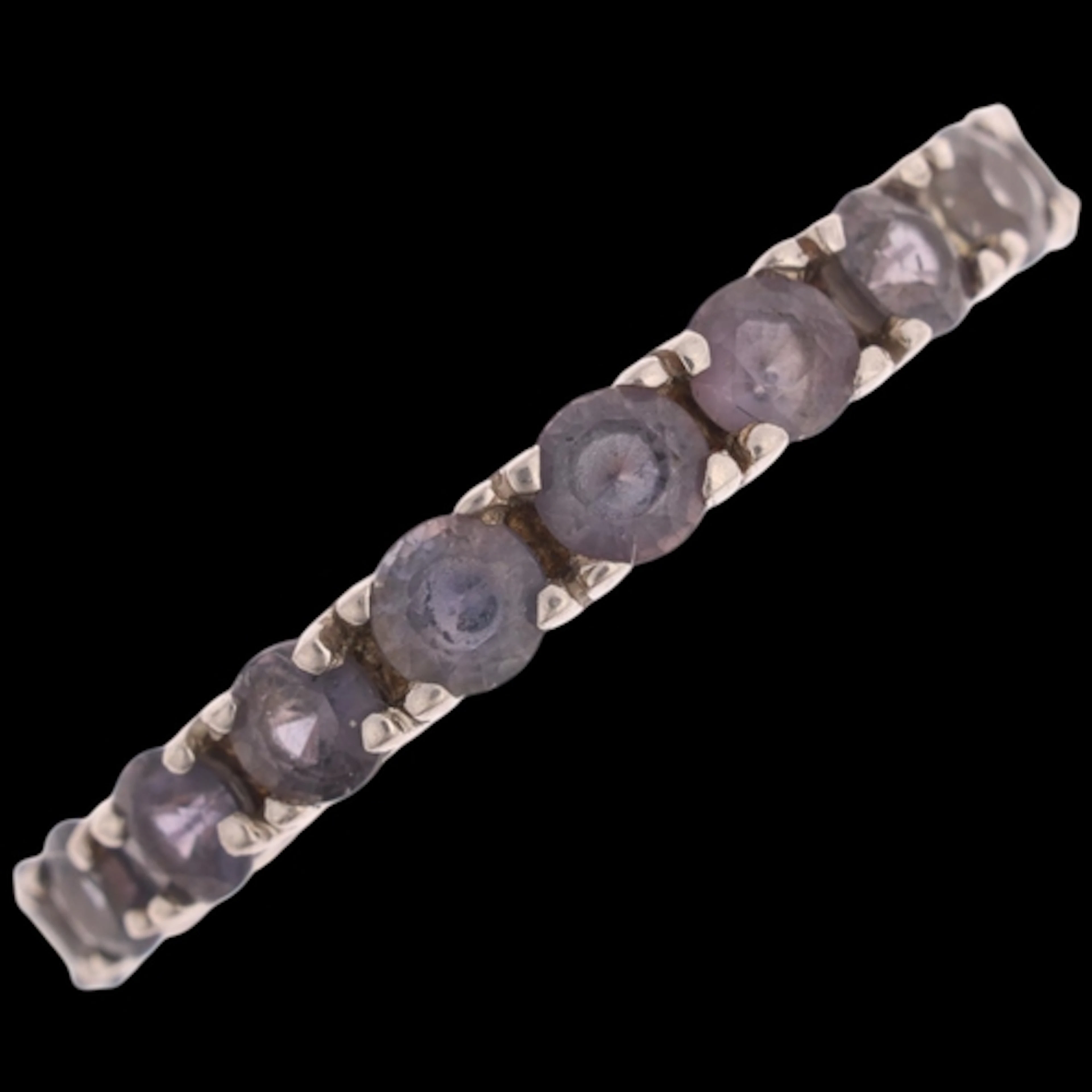 A sterling silver alexandrite full eternity ring, claw set w...