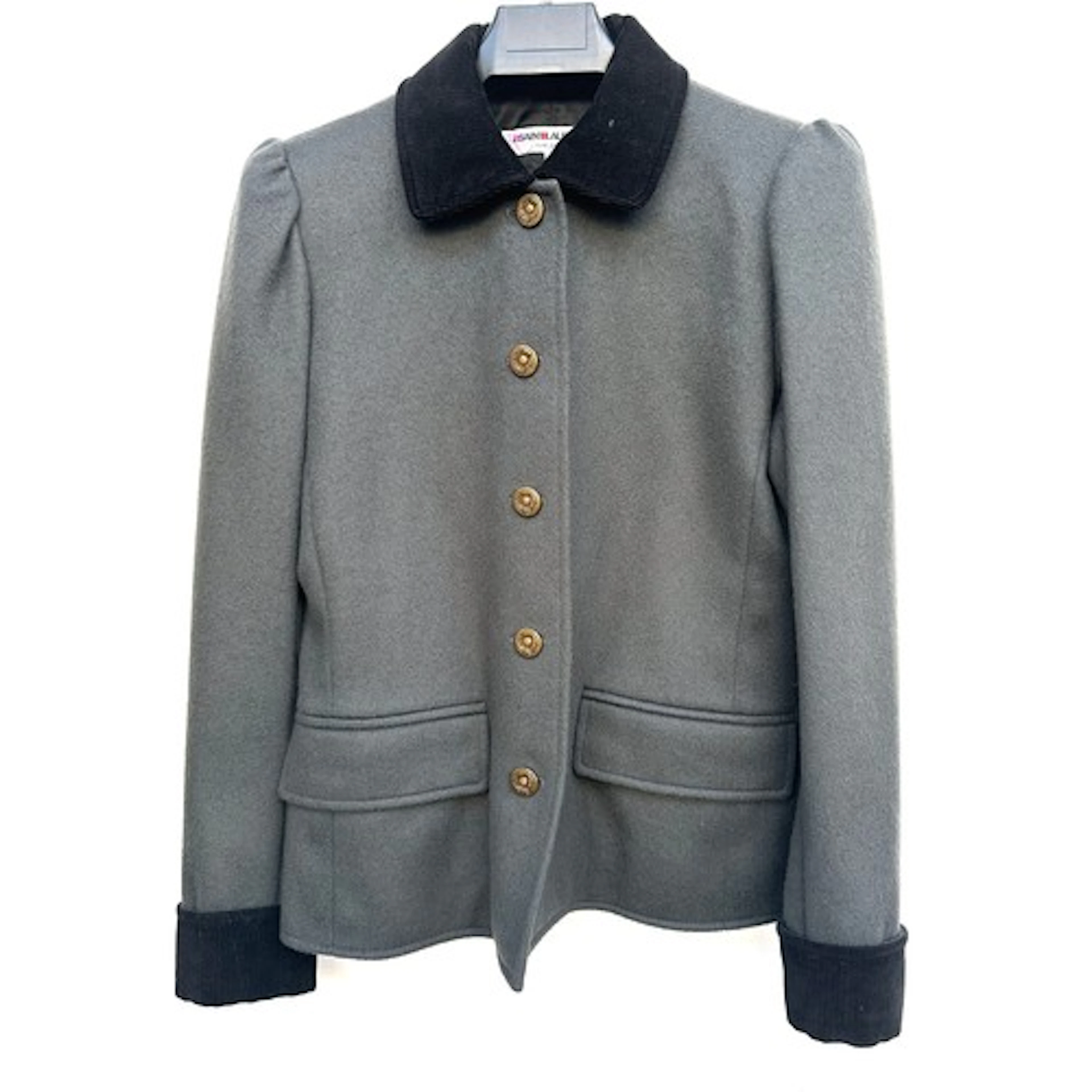 A Saint Laurent Rive Gauche grey wool jacket with black cord...
