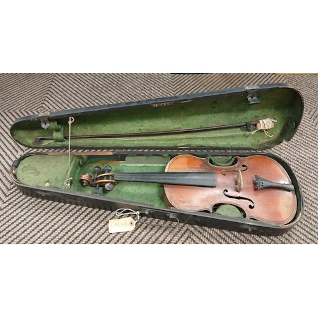 Violin and bowl in fitted case