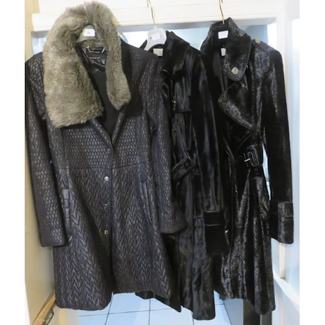 Three Karen Millen coats, two faux fur and one with faux fur...