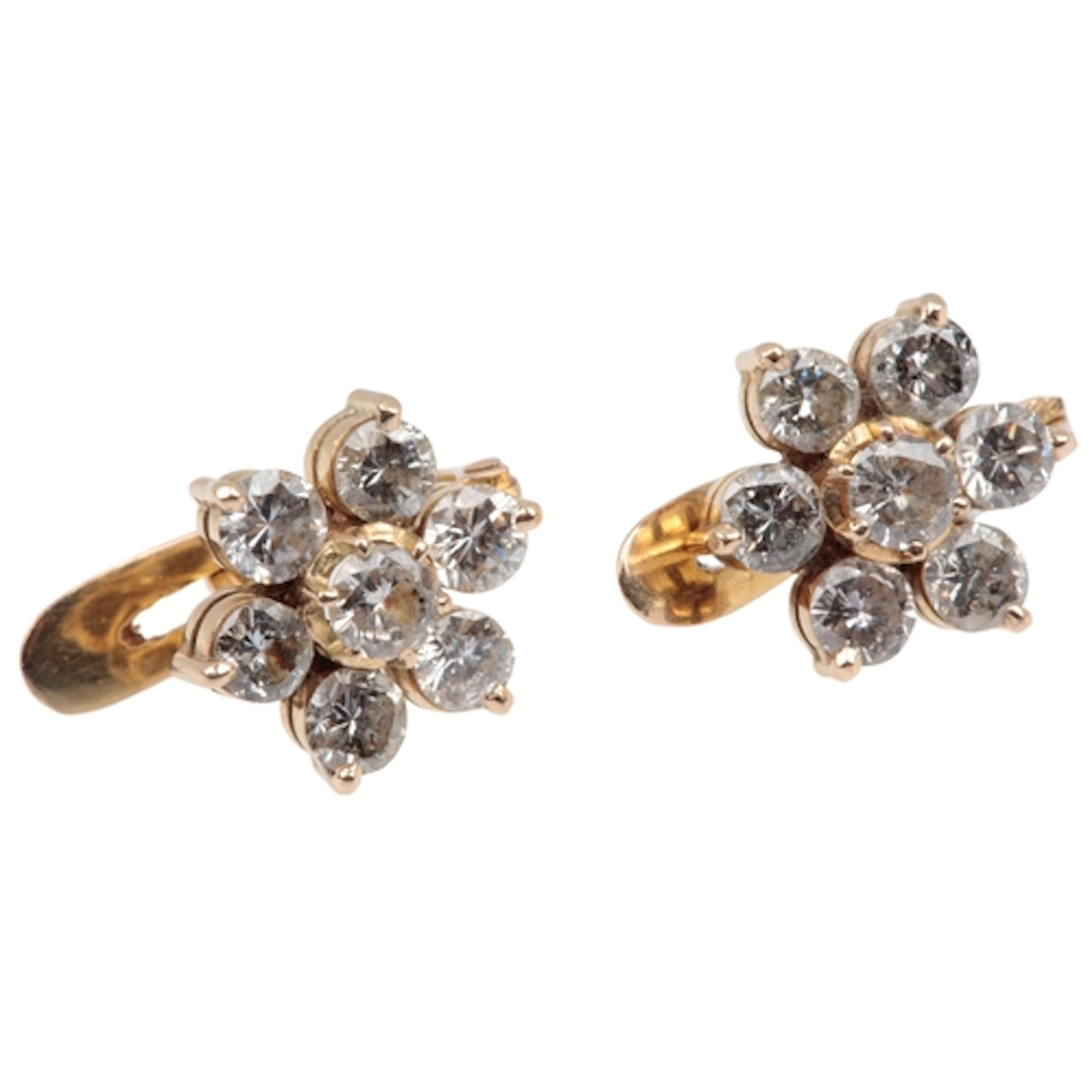 A pair of diamond cluster earrings, set with brilliant-cut d...