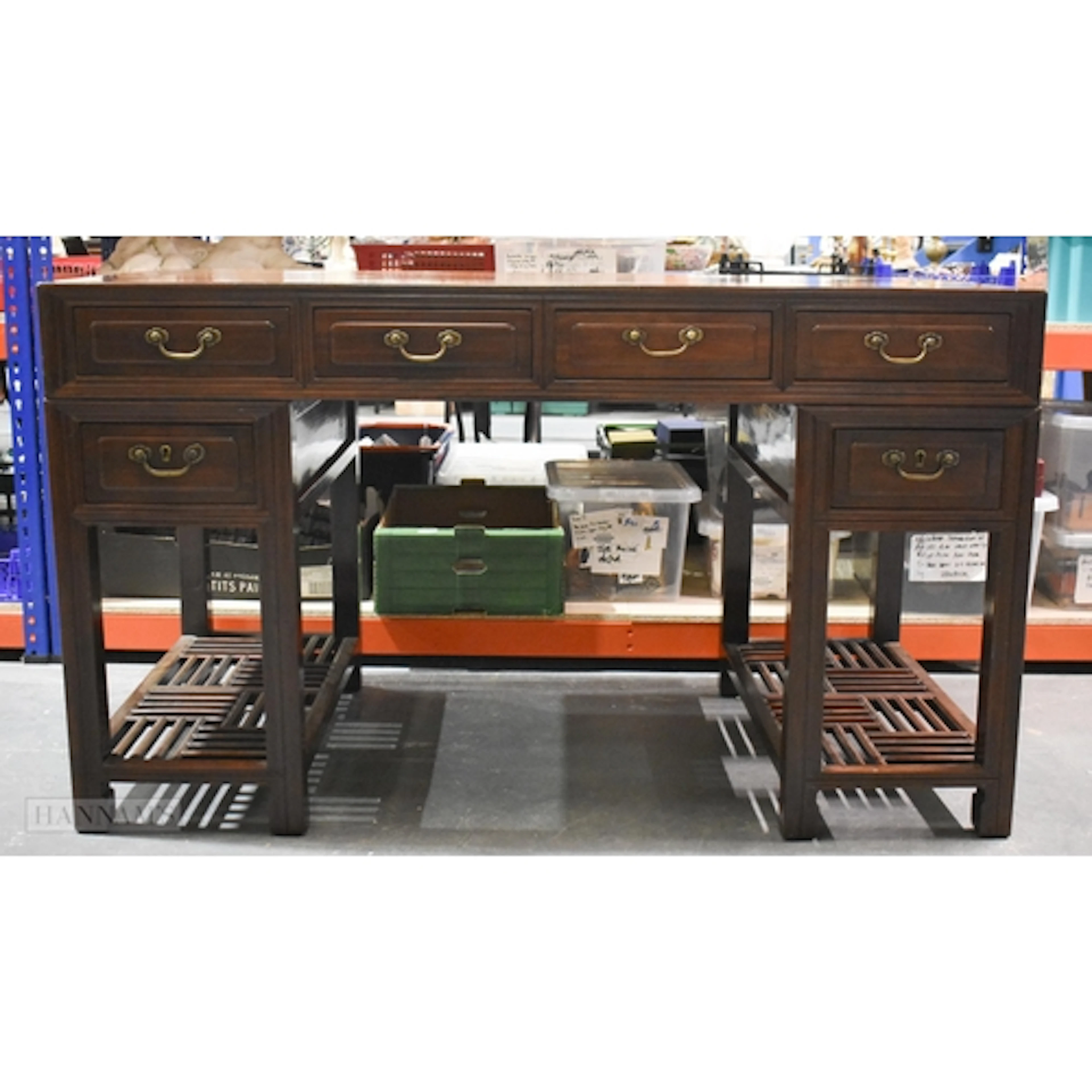 A 19TH CENTURY CHINESE CARVED HUANGHUALI WOOD DESK Late Qing...