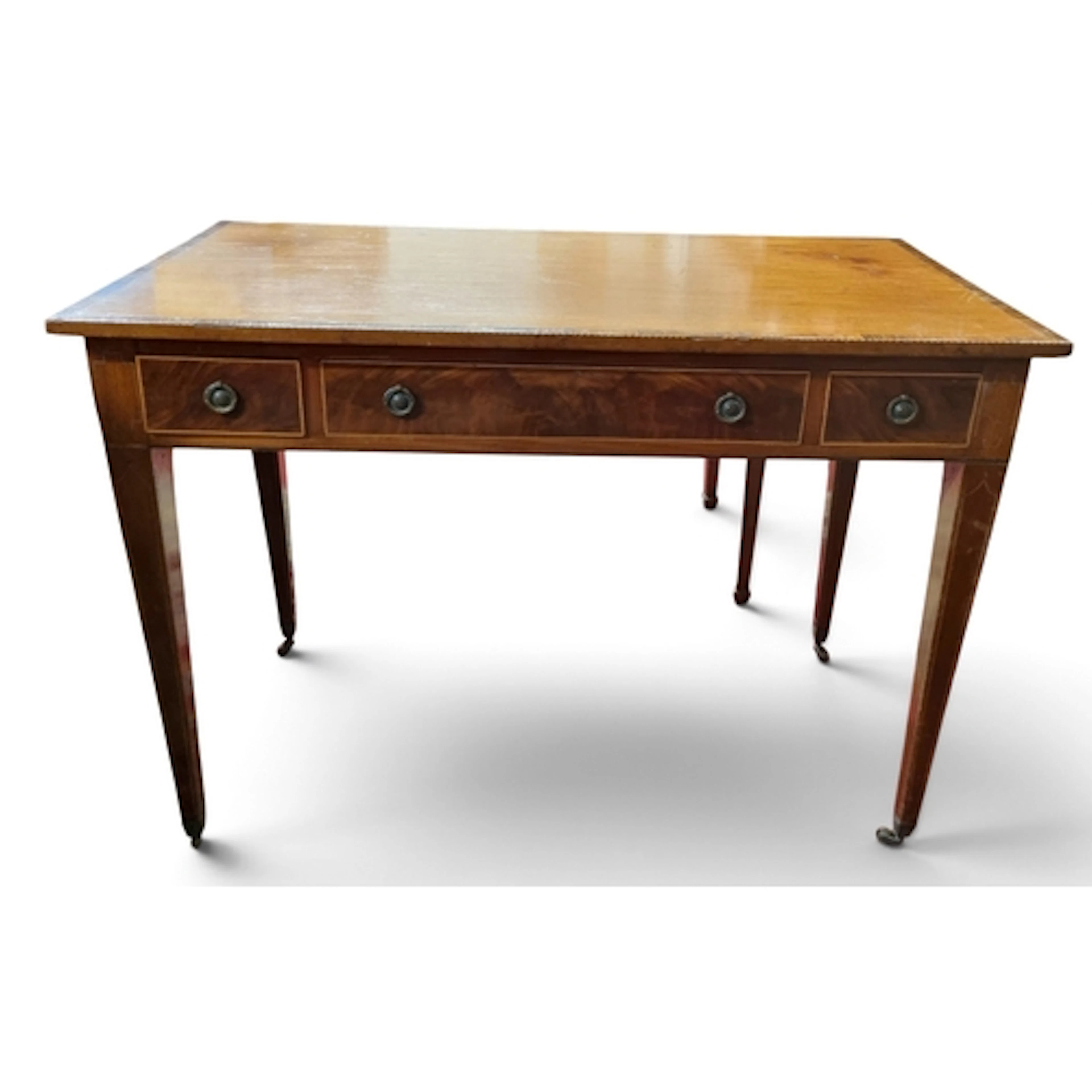 A 19th century Mahogany and inlaid three drawer side Table/s...