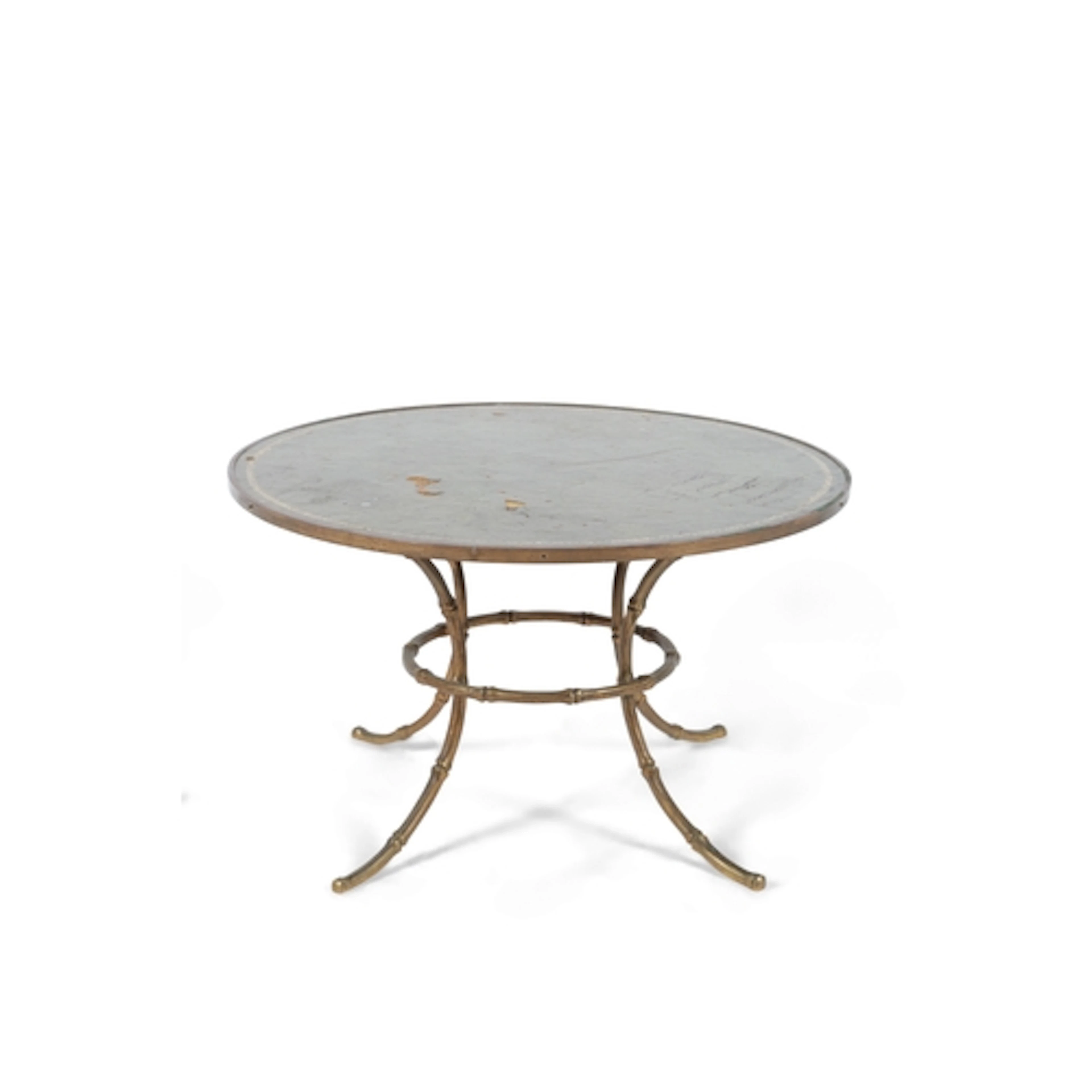 Manner of Maison Jansen: A circular brass faux bamboo occasi...