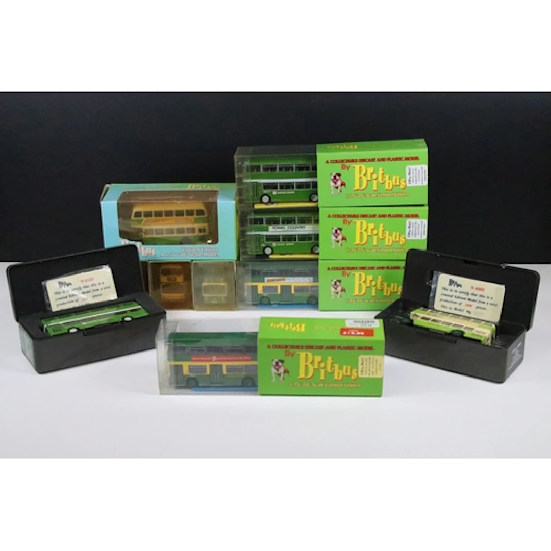 Ten boxed Britbus diecast model buses to include N6001 South...
