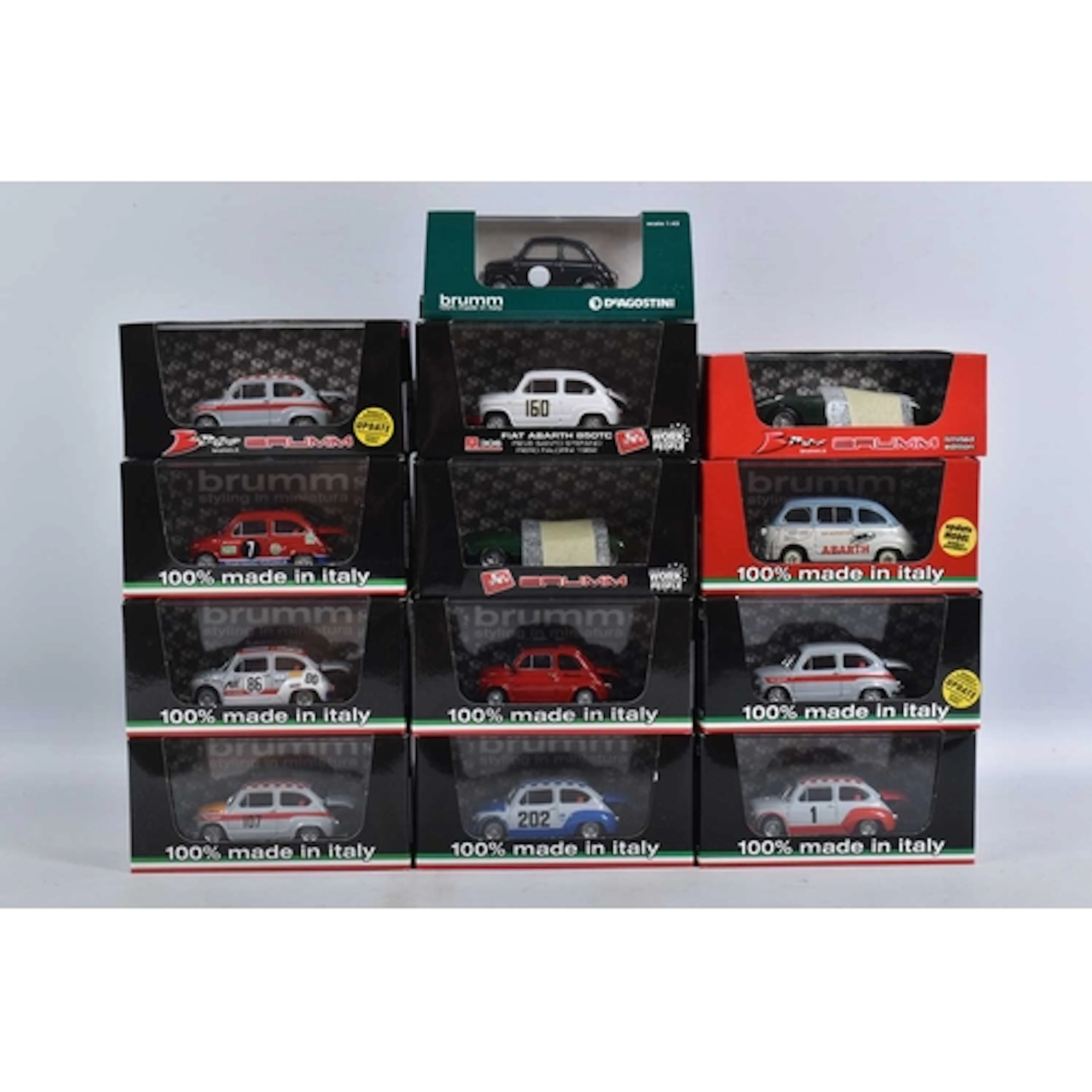 THIRTEEN BOXED AND CASED BRUMM 1:43 SCALE MODEL VEHICLES, to...