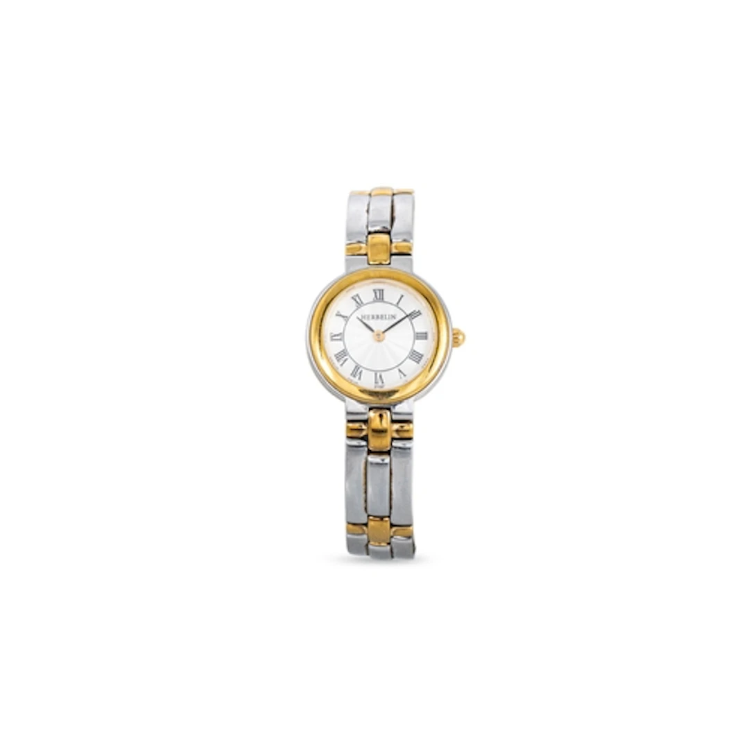 A 'HERBELIN' TWO TONE STAINLESS STEEL WRIST WATCH, silvered ...
