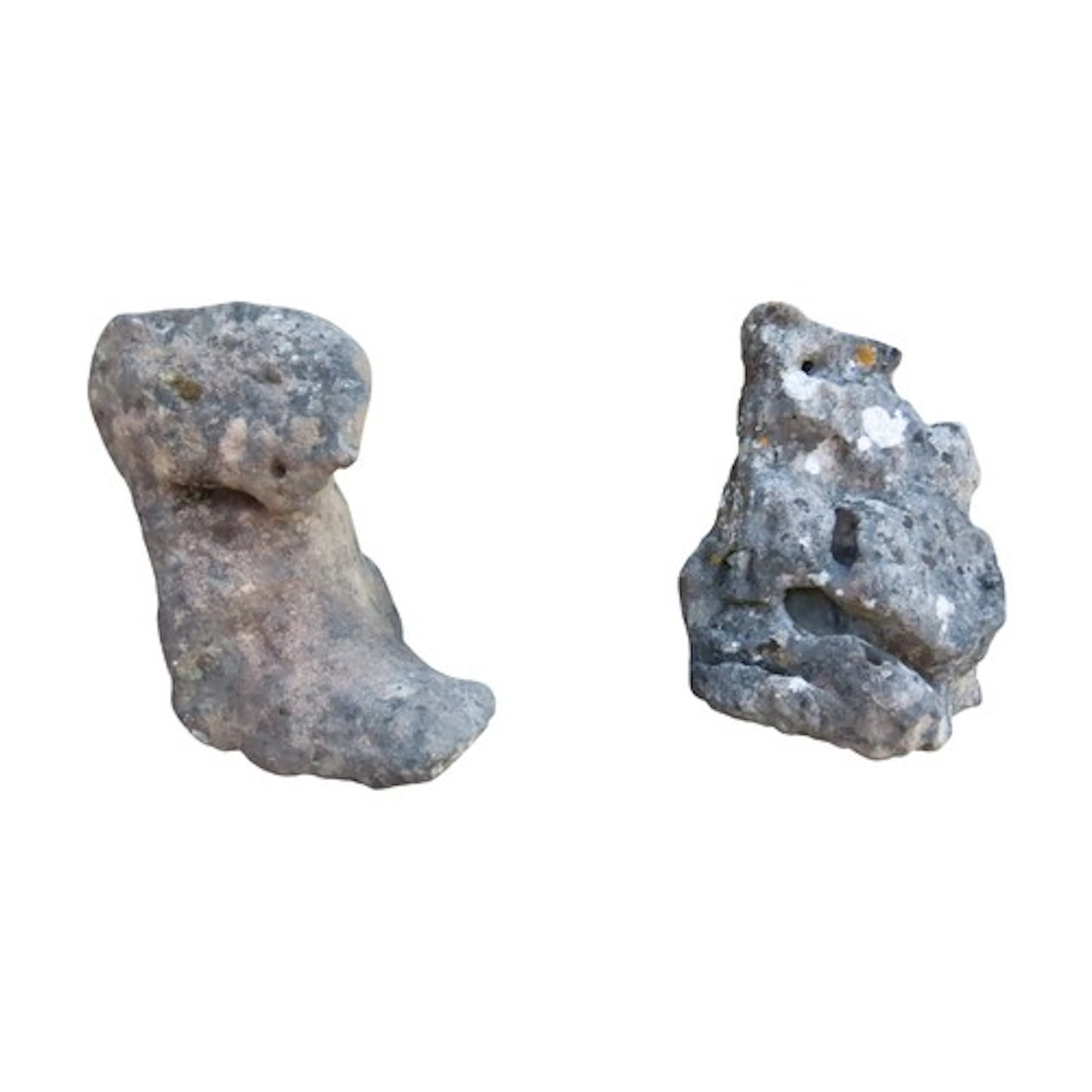 Two weathered/eroded ornamental rockery stones of abstract f...