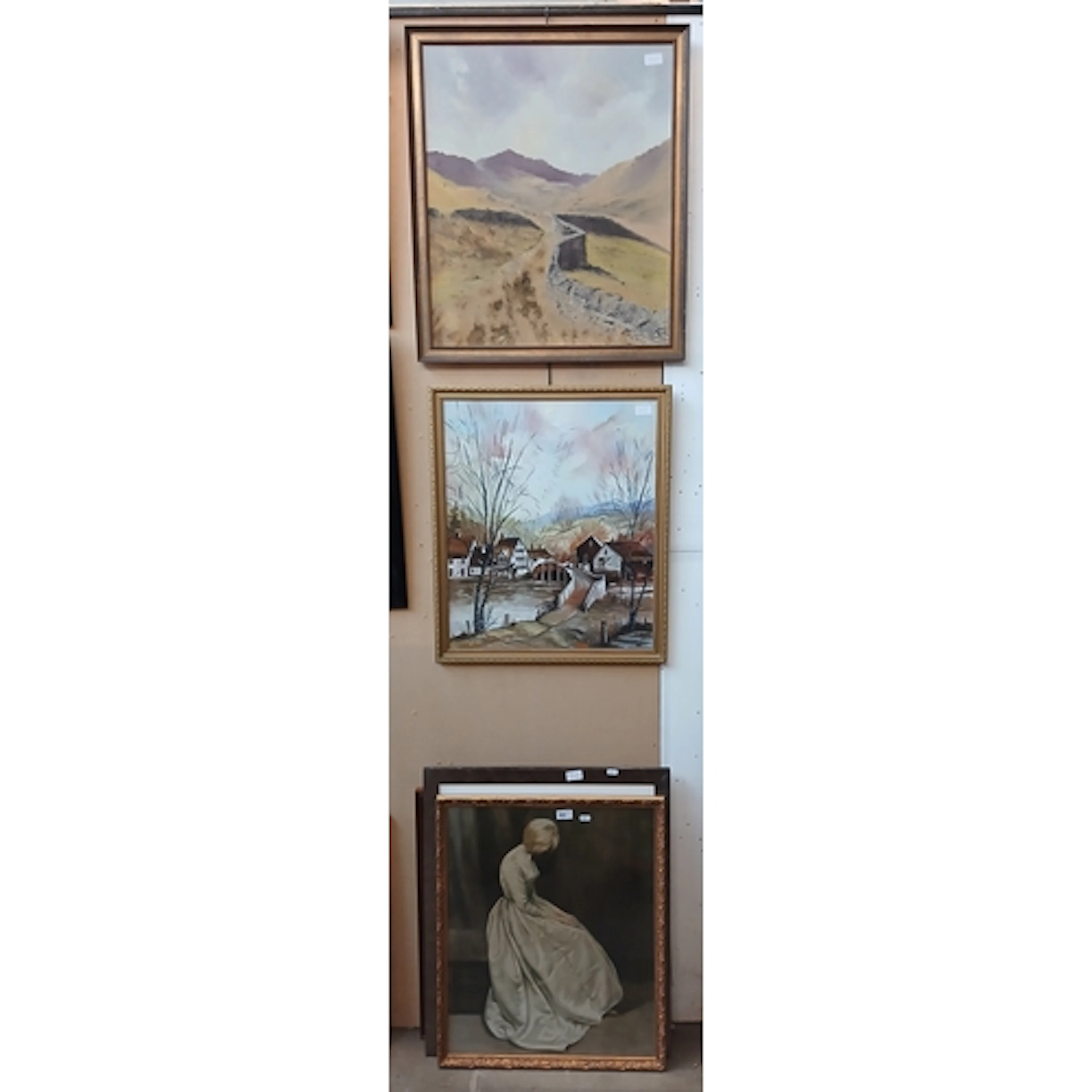 Two original oils, two prints and two mirrors.