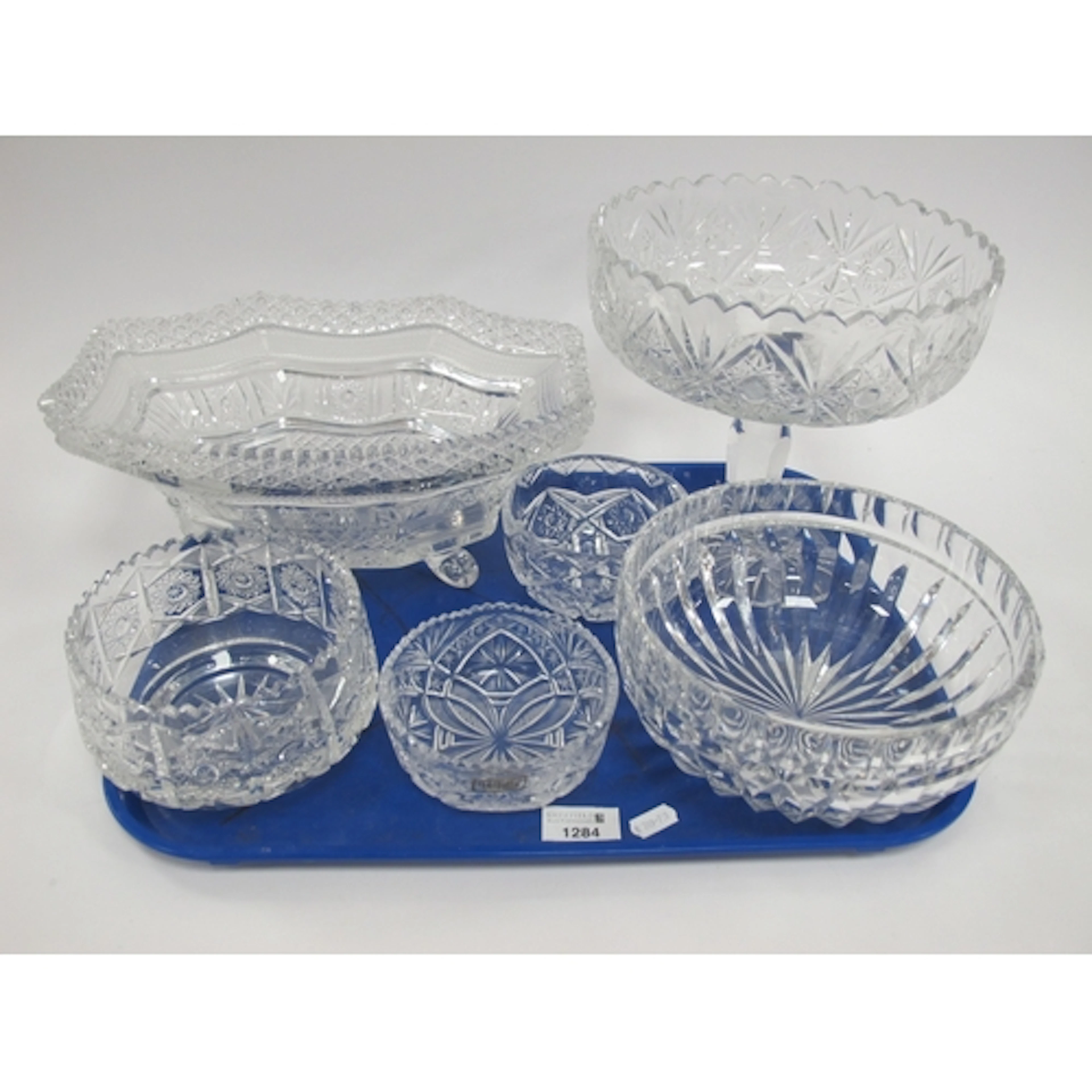 Wavy Octagonal Glass Fruit Bowl, pedestal bowl, other glassw...