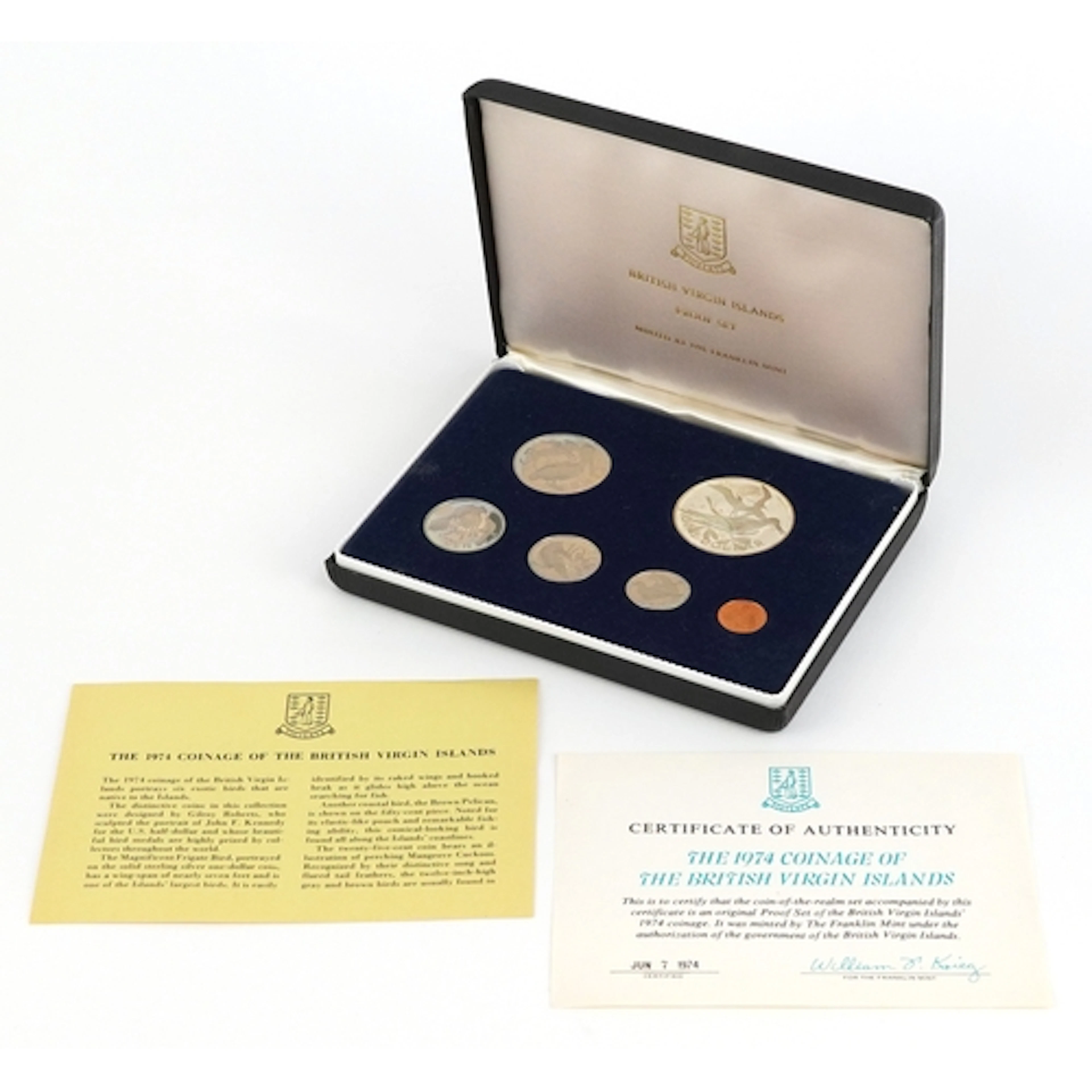 British Virgin Islands 1974 six coin proof set including a ....
