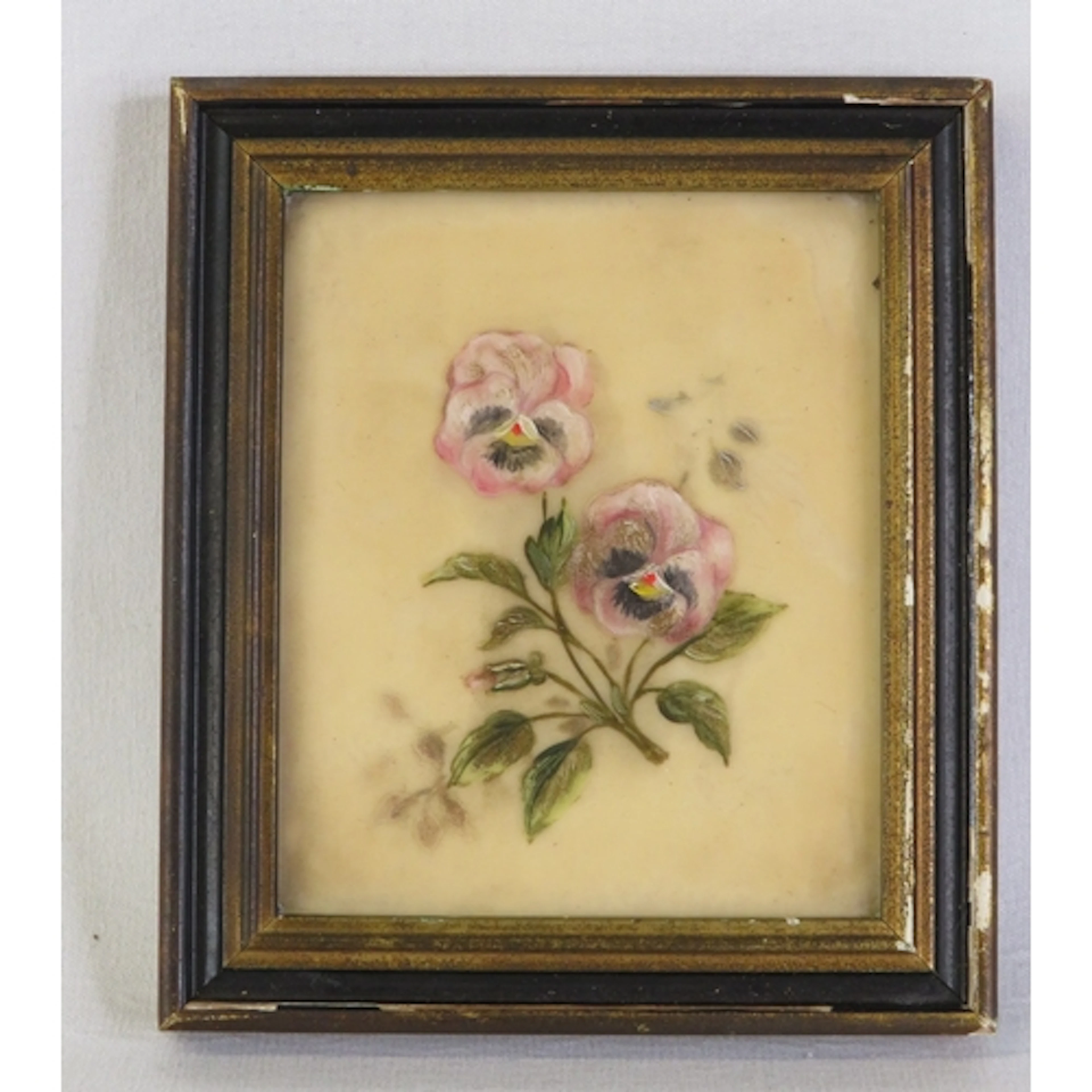 Framed Miniature Painting, 2 flowers, handpainted by the Ham...