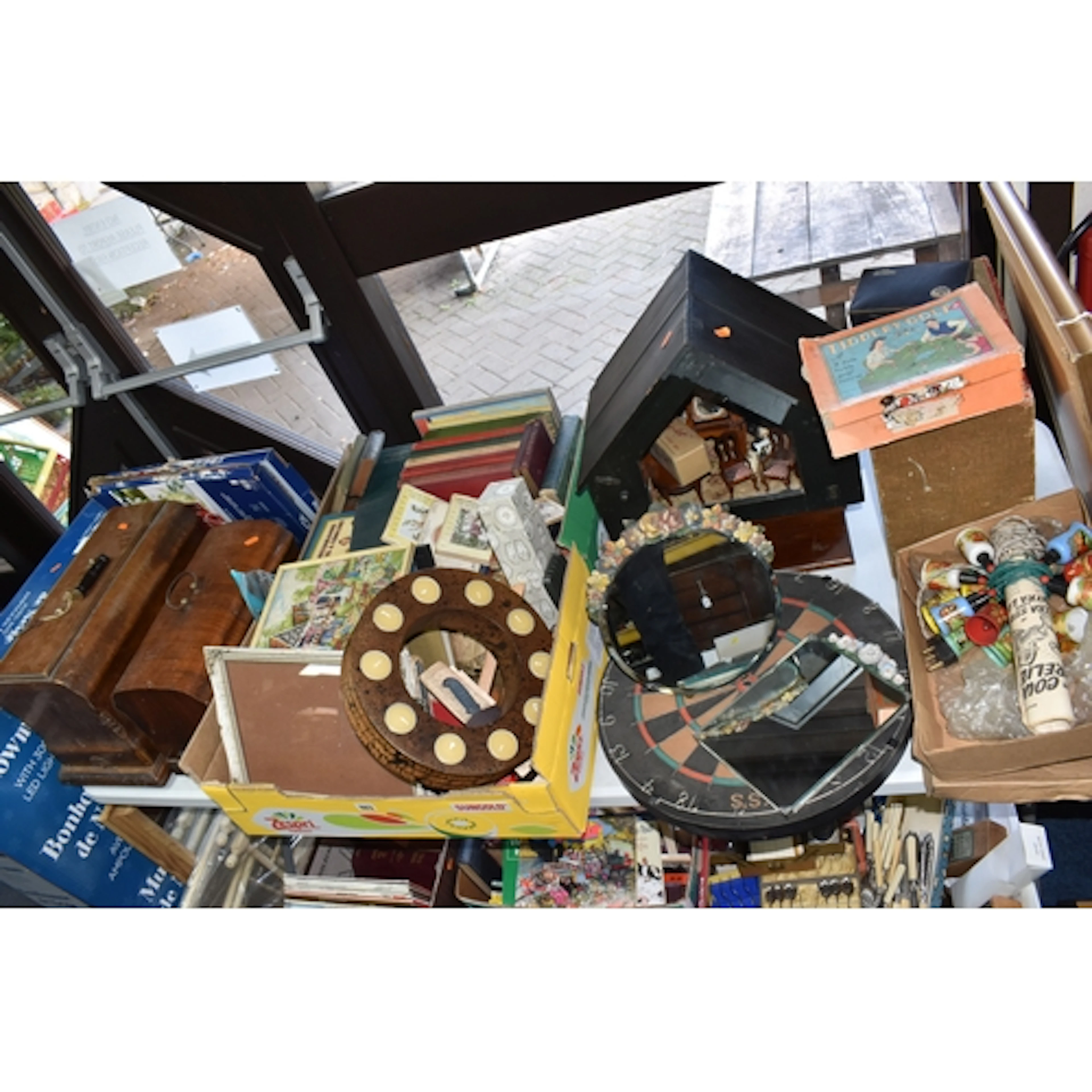 TWO BOXES AND LOOSE MISCELLANEOUS ITEMS, to include vintage ...
