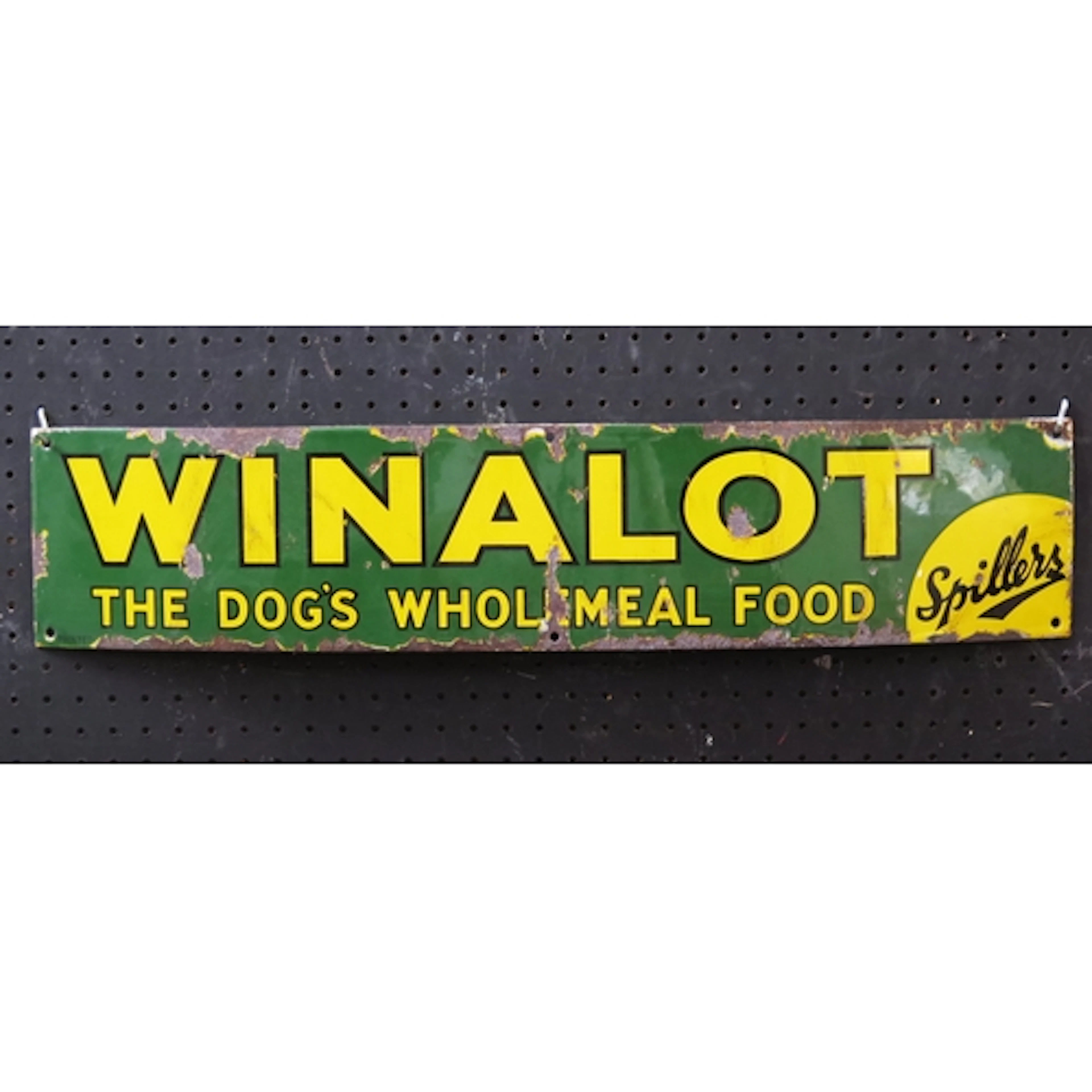 "Spillers Winalot - The Dog's Wholemeal Food" - an enamel ad...