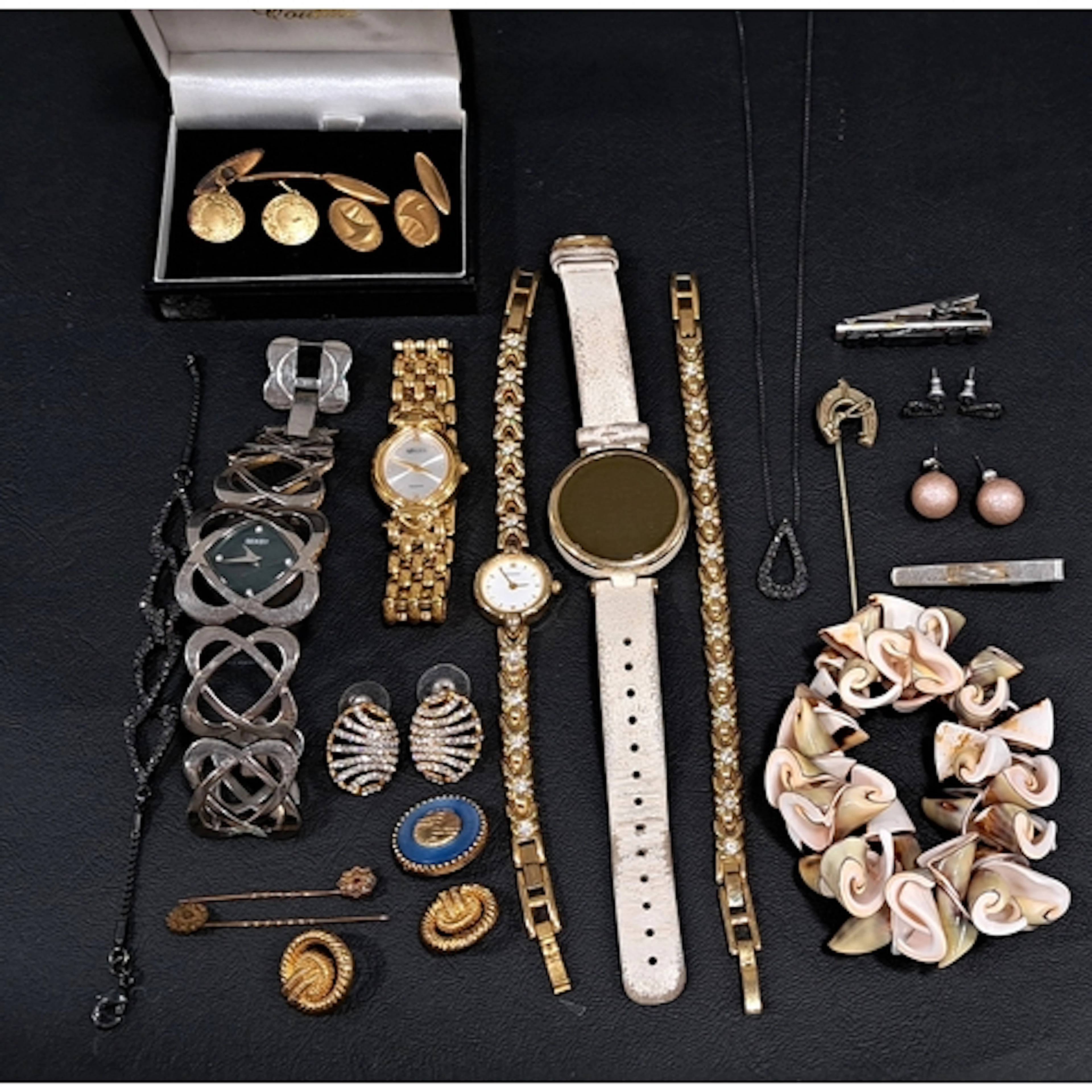 SELECTION OF COSTUME JEWELLERY AND WATCHES including two unm...