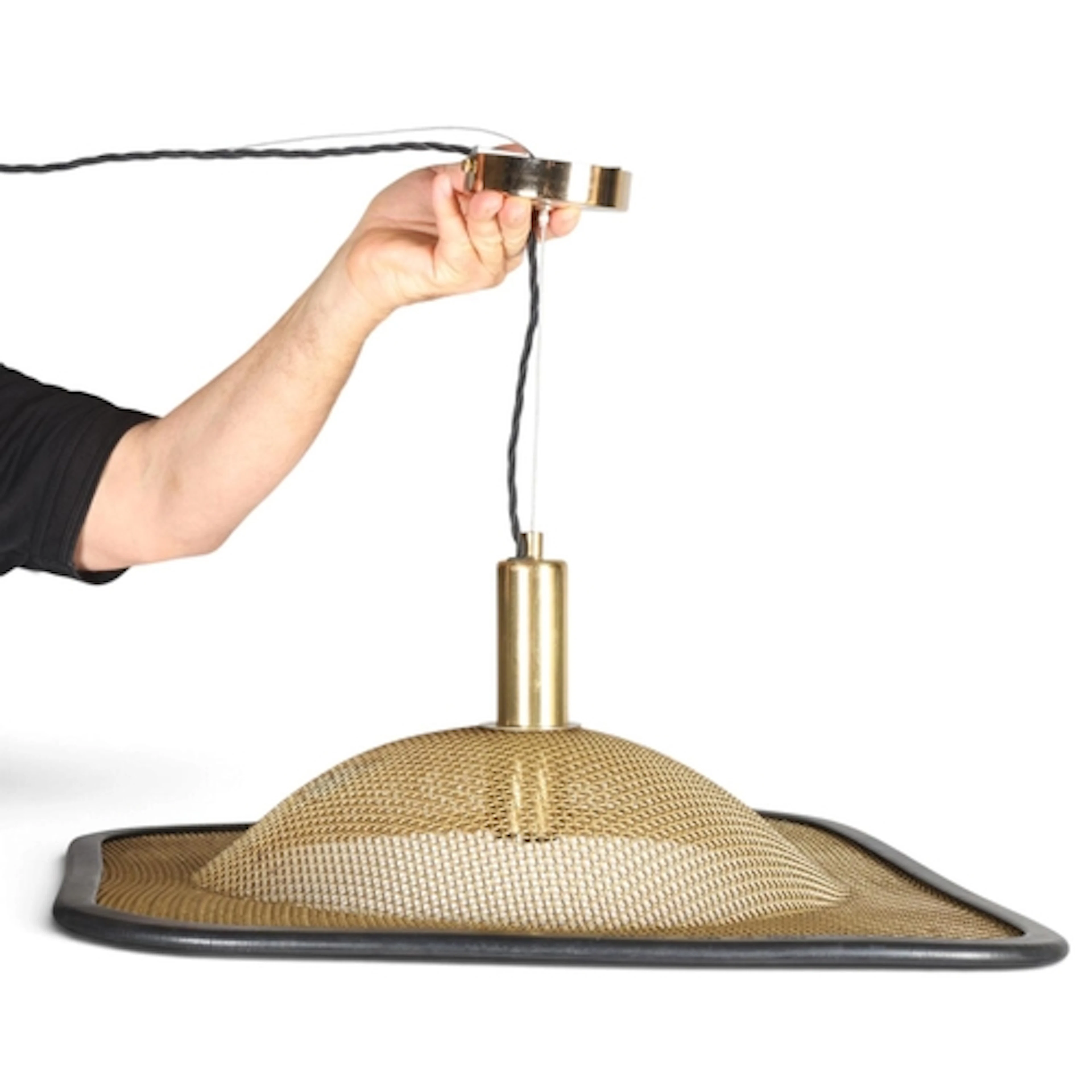 Reggiani Goffredo, Italy, a vintage brass/steel mesh ceiling...
