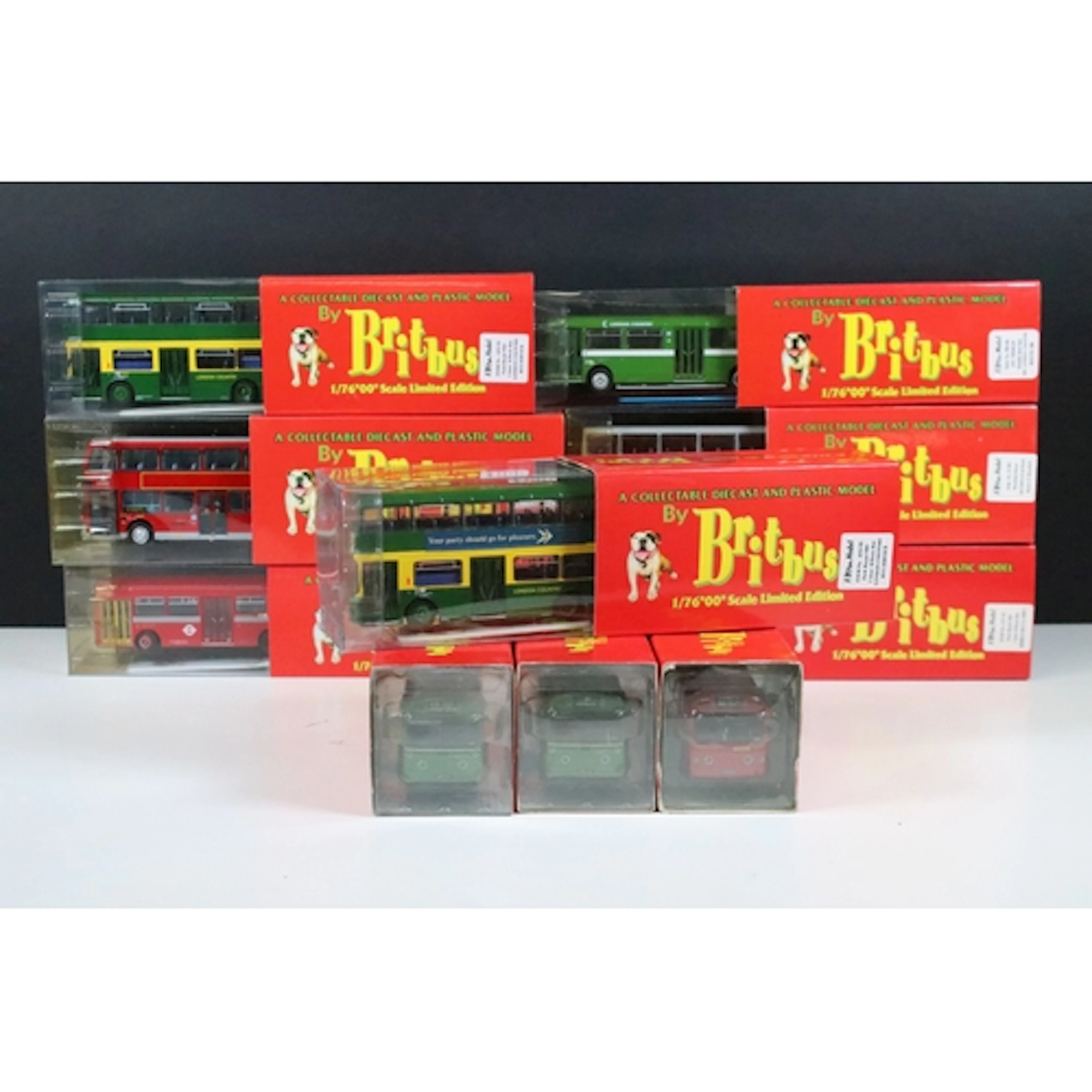 Ten boxed Britbus diecast model buses to include ME-04 AEC M...