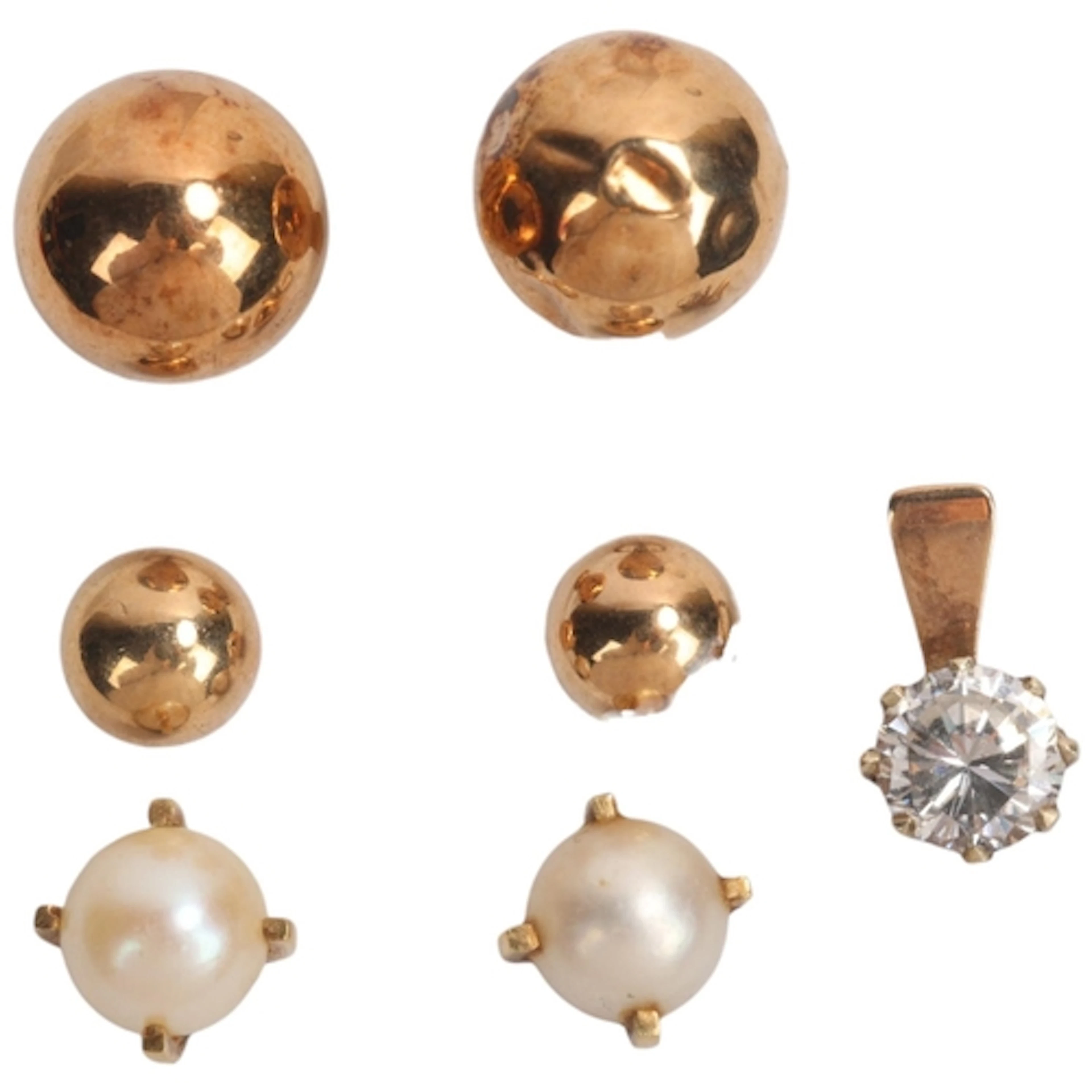 Various gold jewellery, comprising pair of 18ct gold whole p...