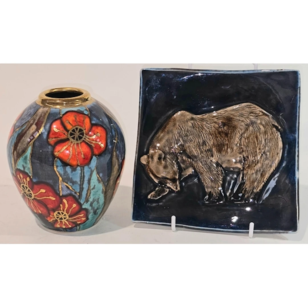 Poole Pottery hand thrown limited edition plaque by Sean Fli...
