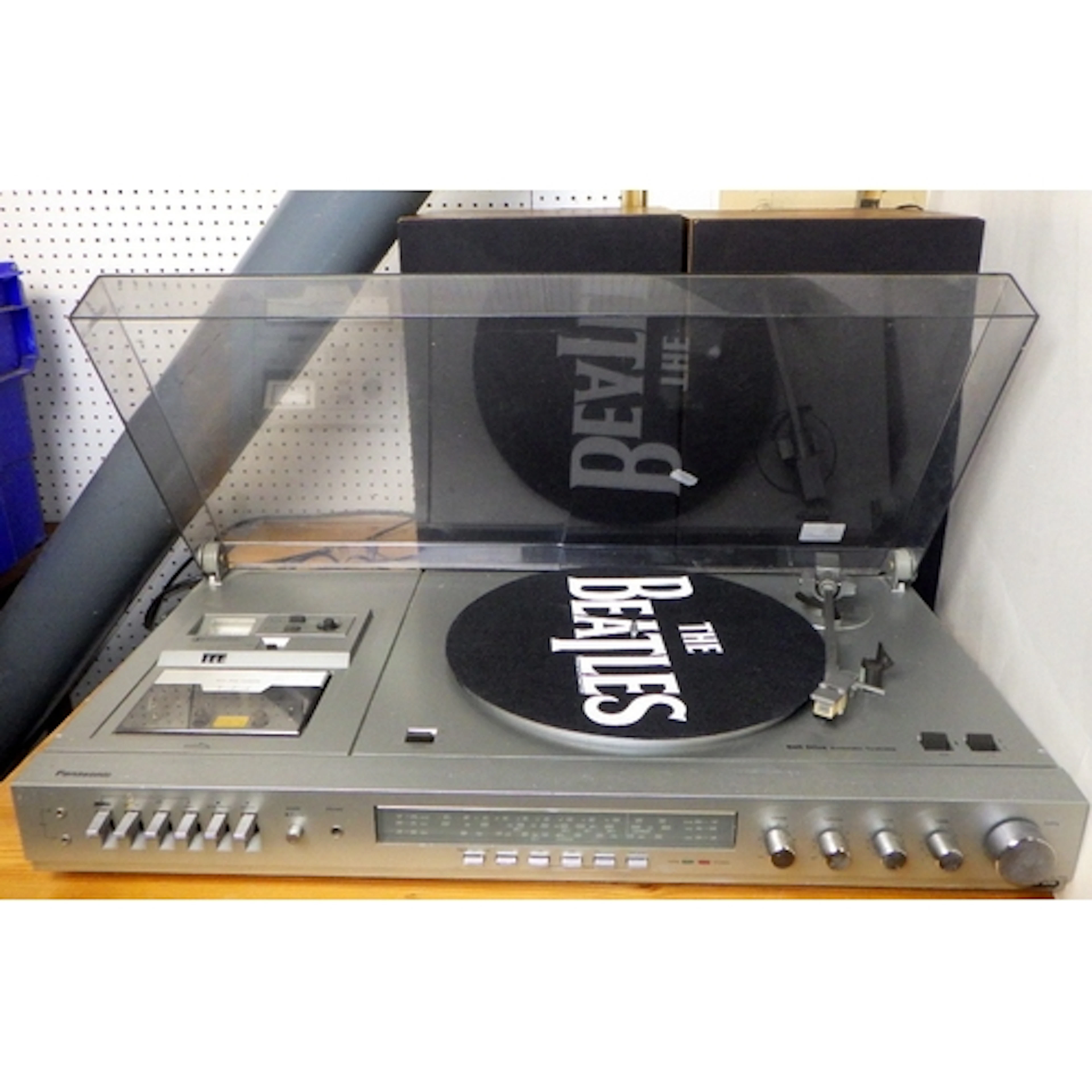 A Panasonic turntable AF and speakers together with a large ...