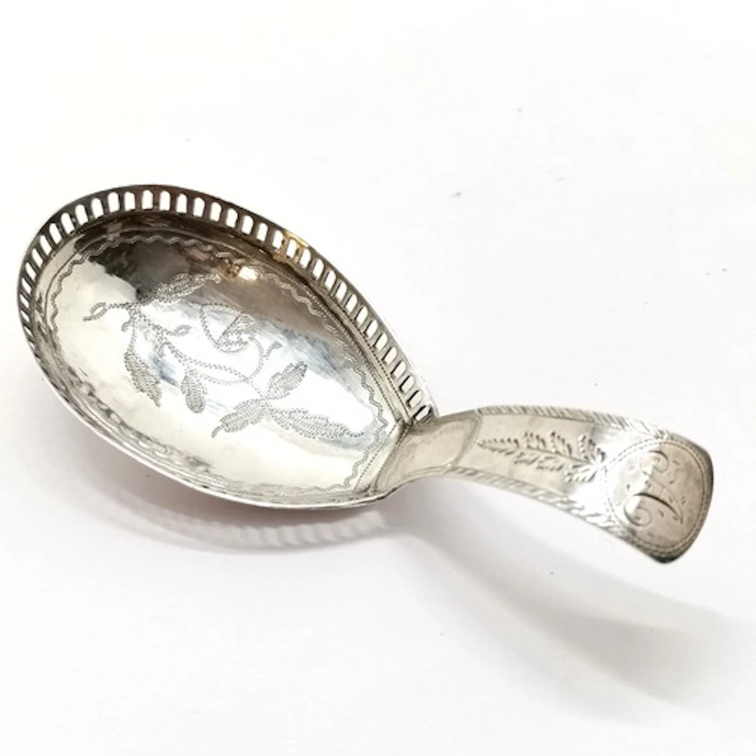 Georgian 1808 silver combination caddy spoon / strainer with...