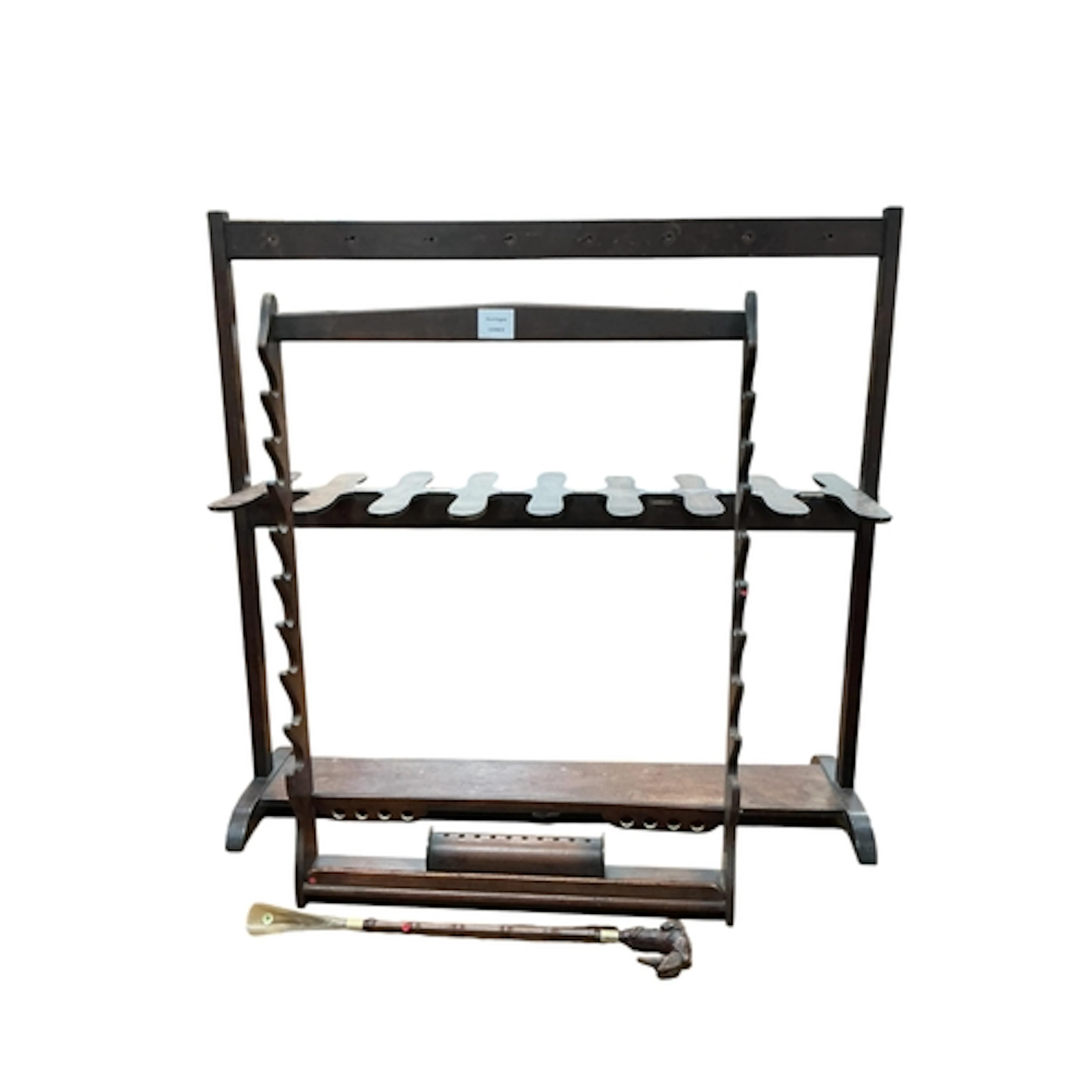 A Victorian mahogany riding boot and crop rack, width 92cm, ...