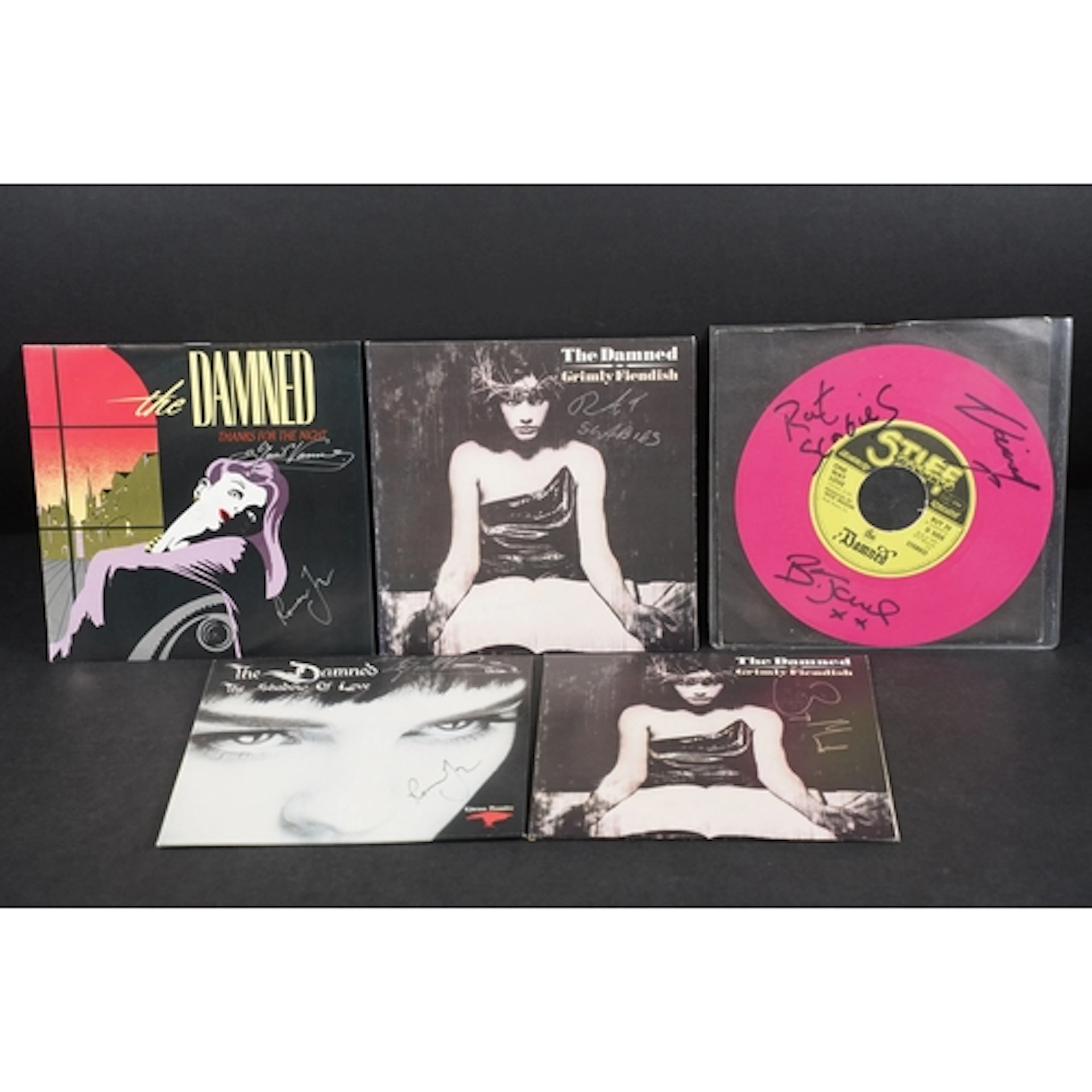 Vinyl - 5 The Damned signed 7” singles to include: One Way L...