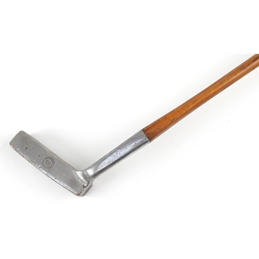 Weetman wooden shafted golf putter with aluminium head stamp...