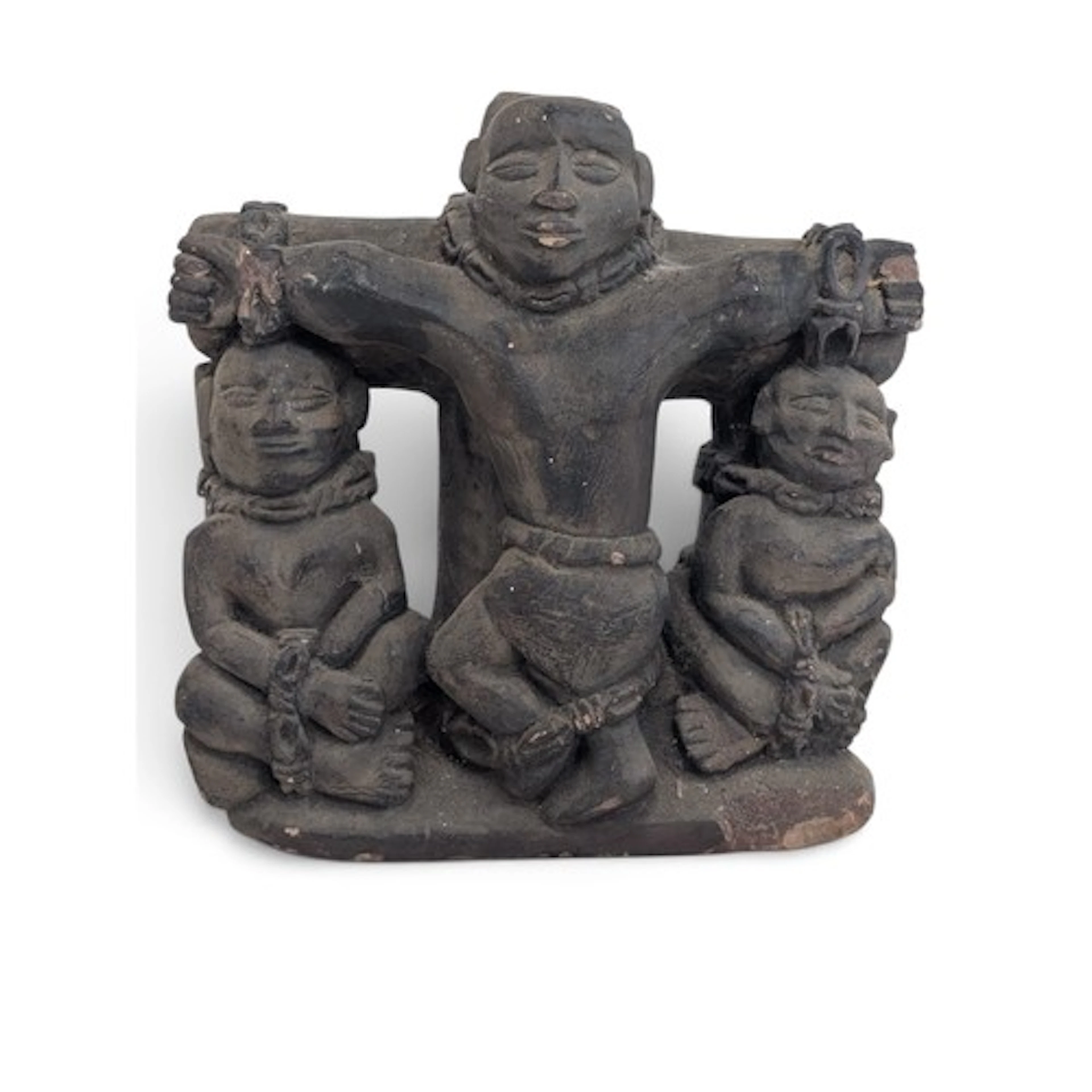 An African carved stone crucifix, Congo, probably 19th centu...