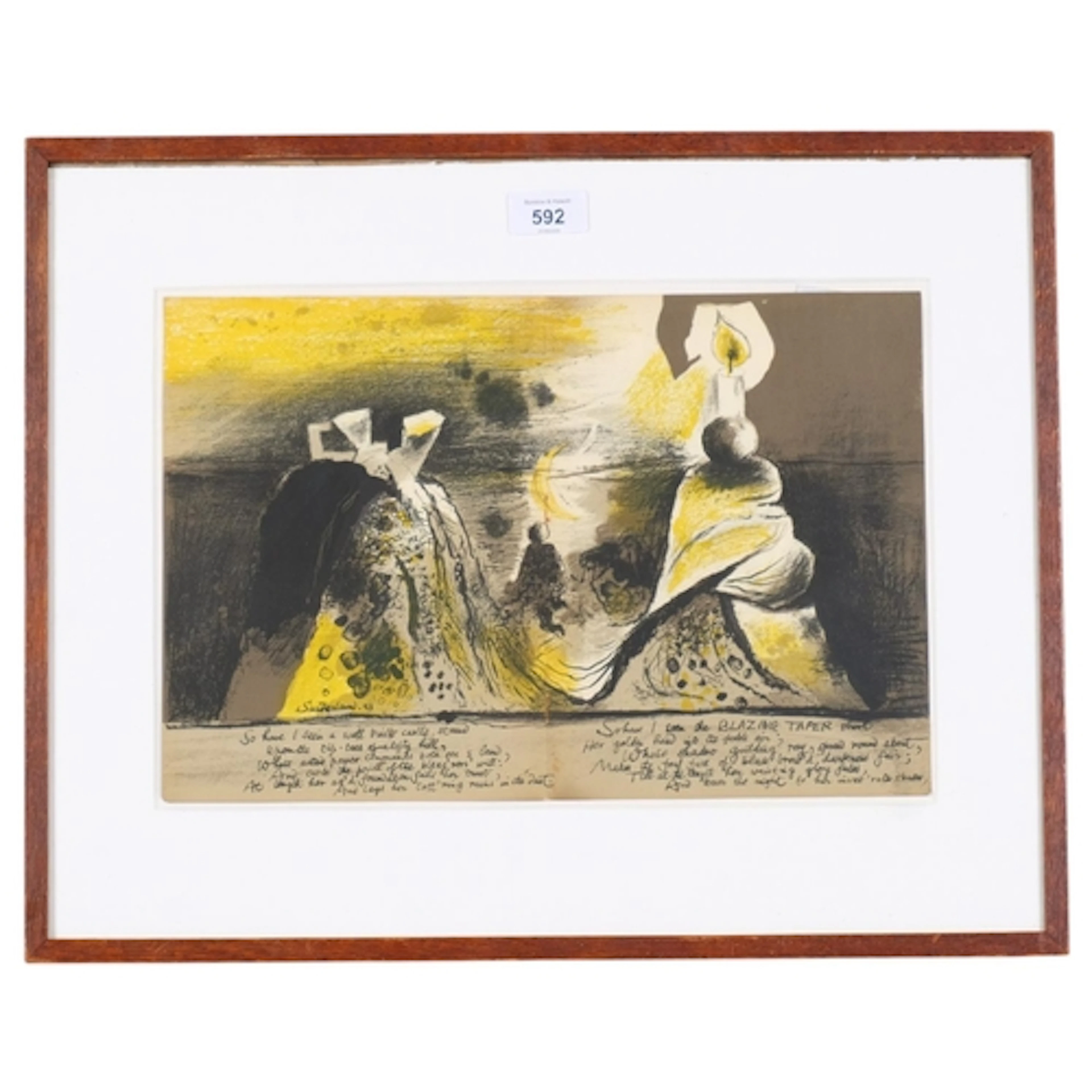 Graham Sutherland, Burning Taper, original lithograph, 1943,...
