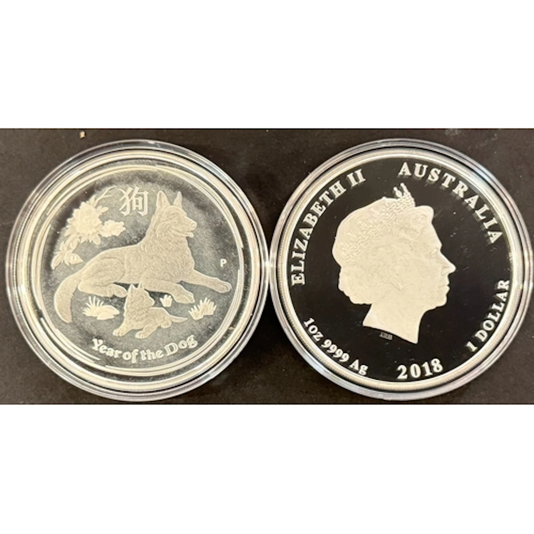 A pair of Australia 2018 Lunar Series II Year of the Dog $1 ...