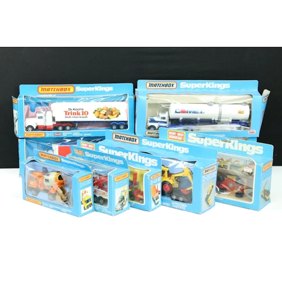 Nine boxed Matchbox Superkings haulage and commercial relate...